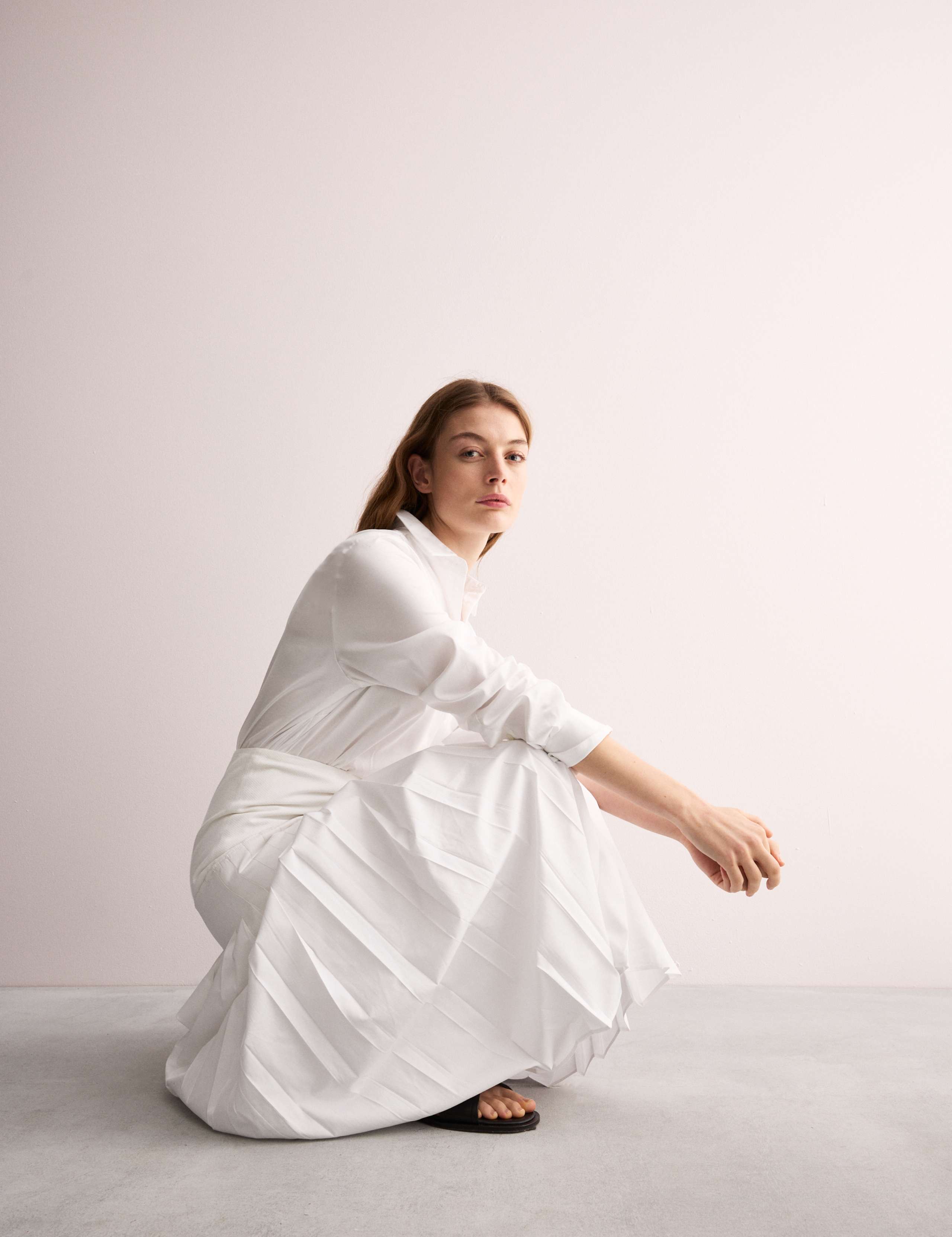 Pure Cotton Drop Waist Midi A-Line Skirt 4 of 7