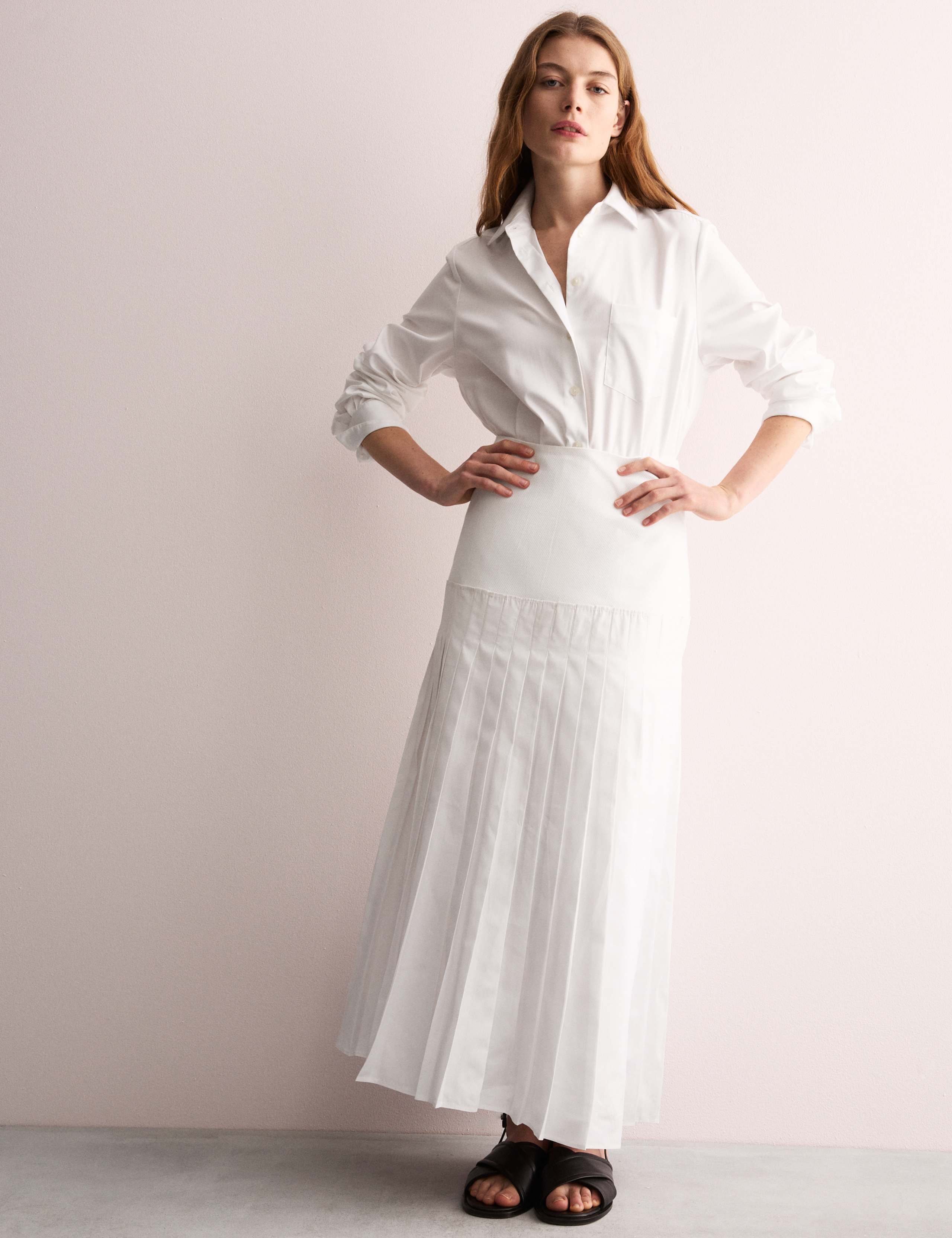 Pure Cotton Drop Waist Midi A-Line Skirt 6 of 7