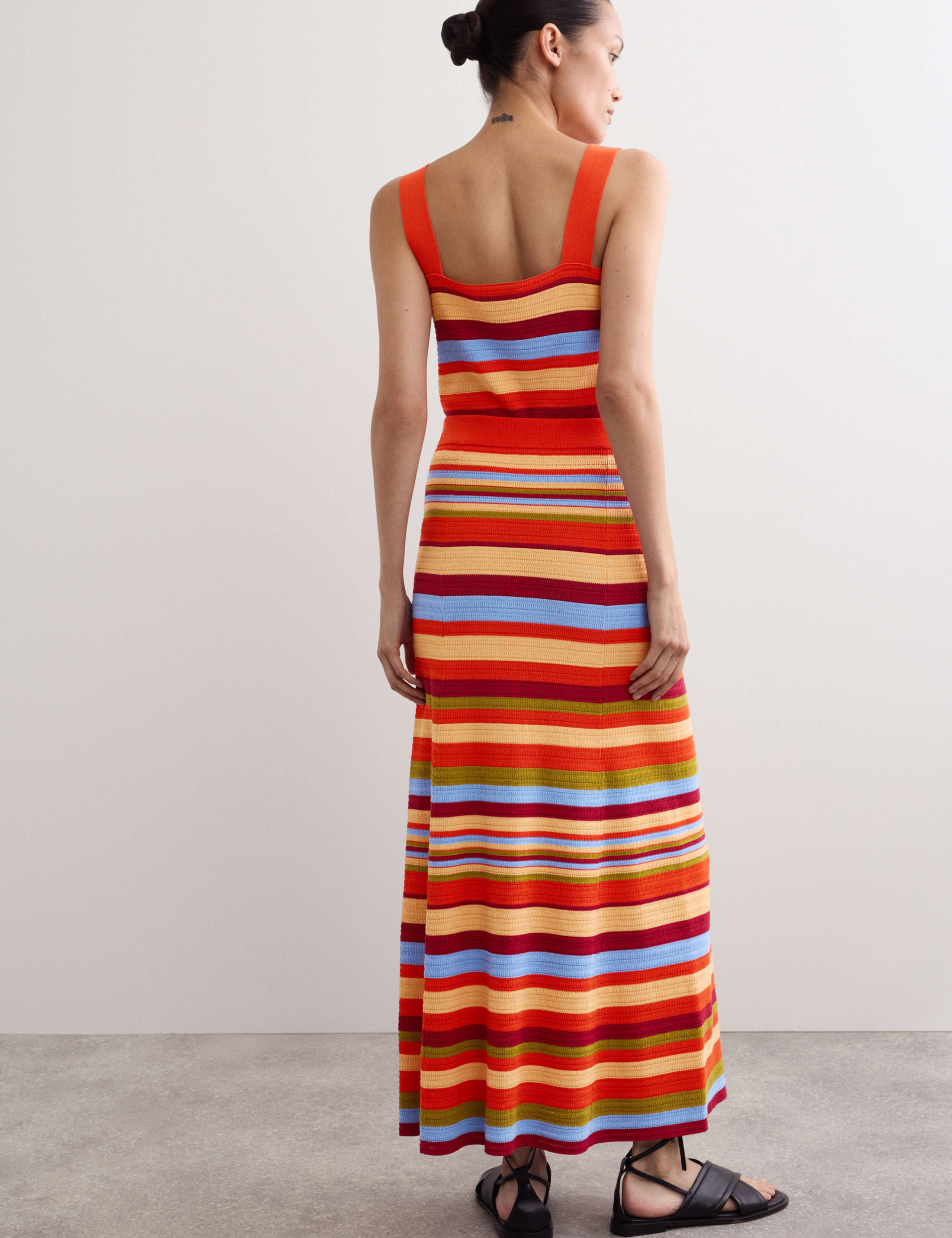 Cotton Blend Striped Midi Skater Skirt 7 of 8