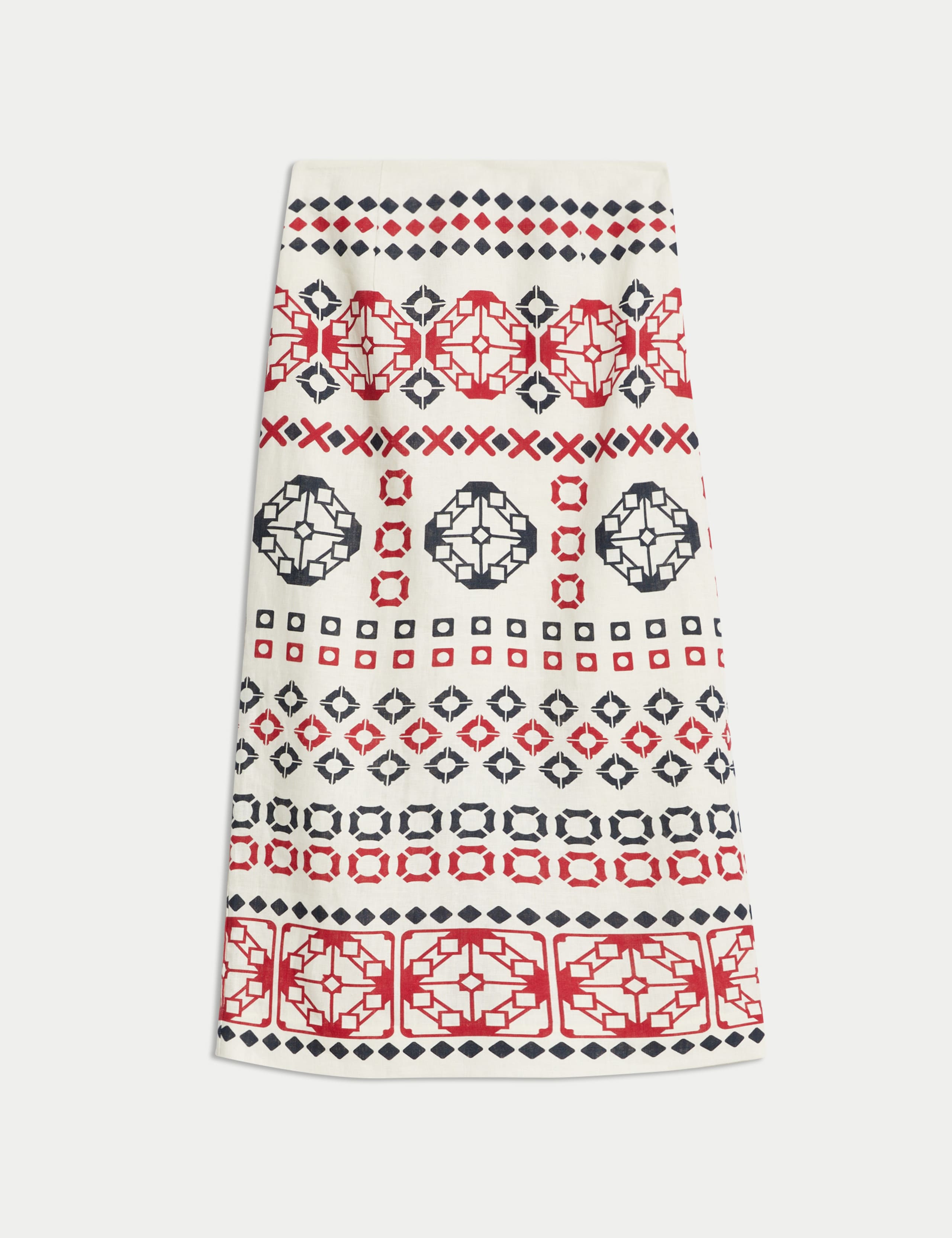 Pure Linen Geometric Midi Column Skirt 2 of 7