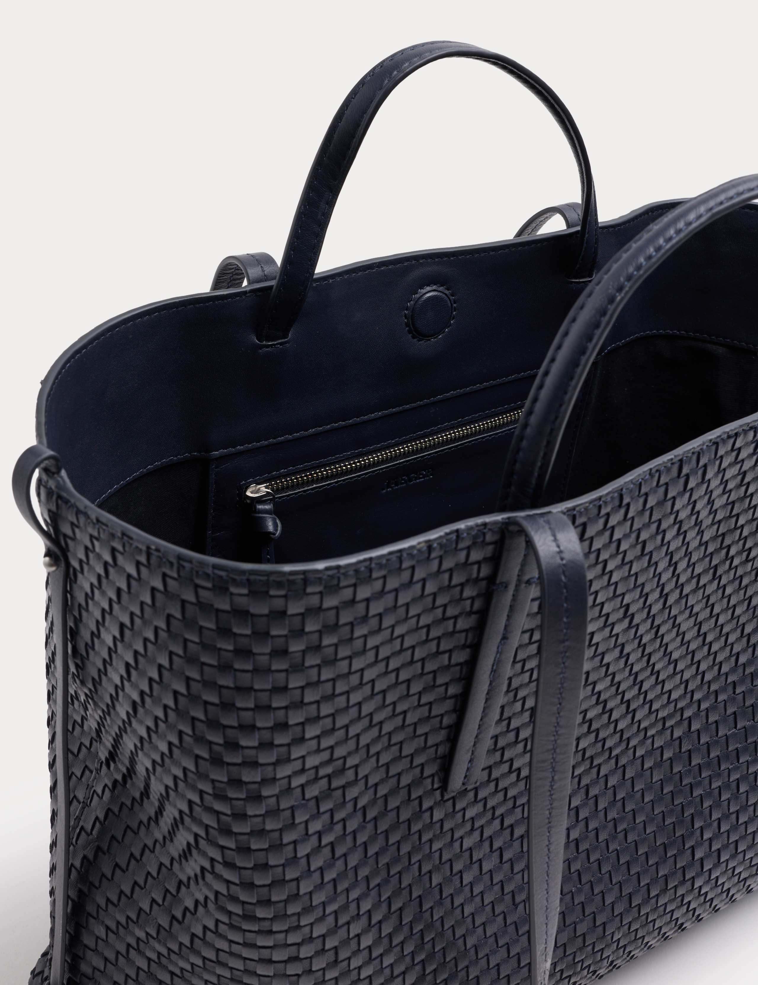 Leather Woven Top Handle Tote Bag 3 of 5