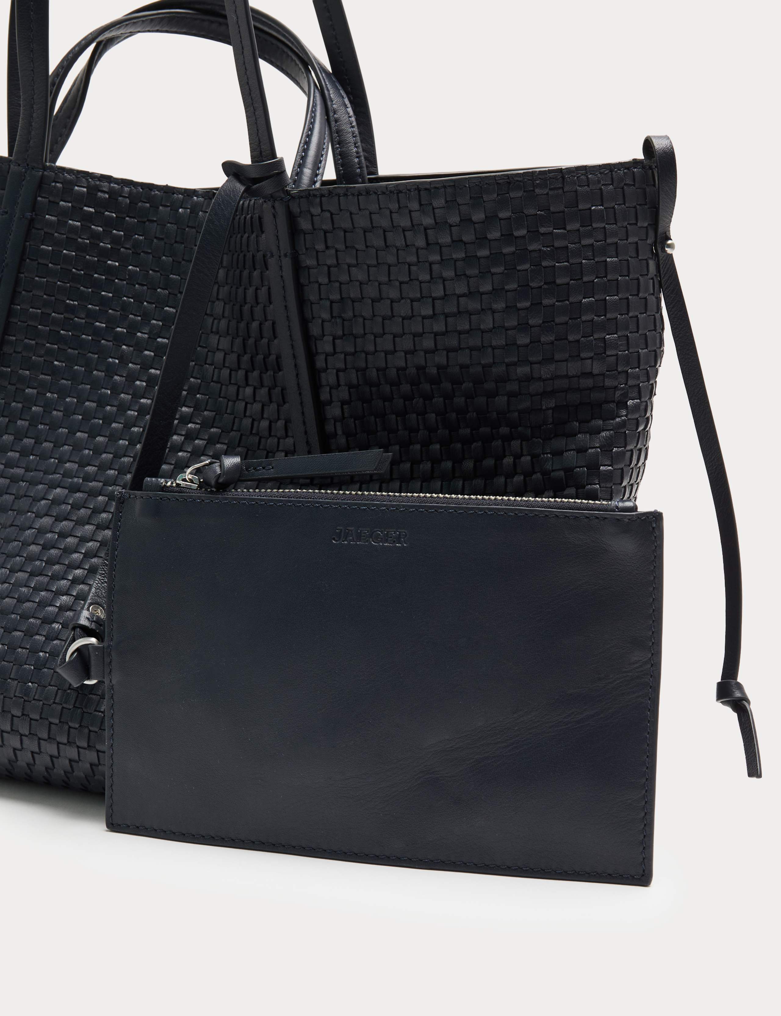 Leather Woven Top Handle Tote Bag 5 of 5