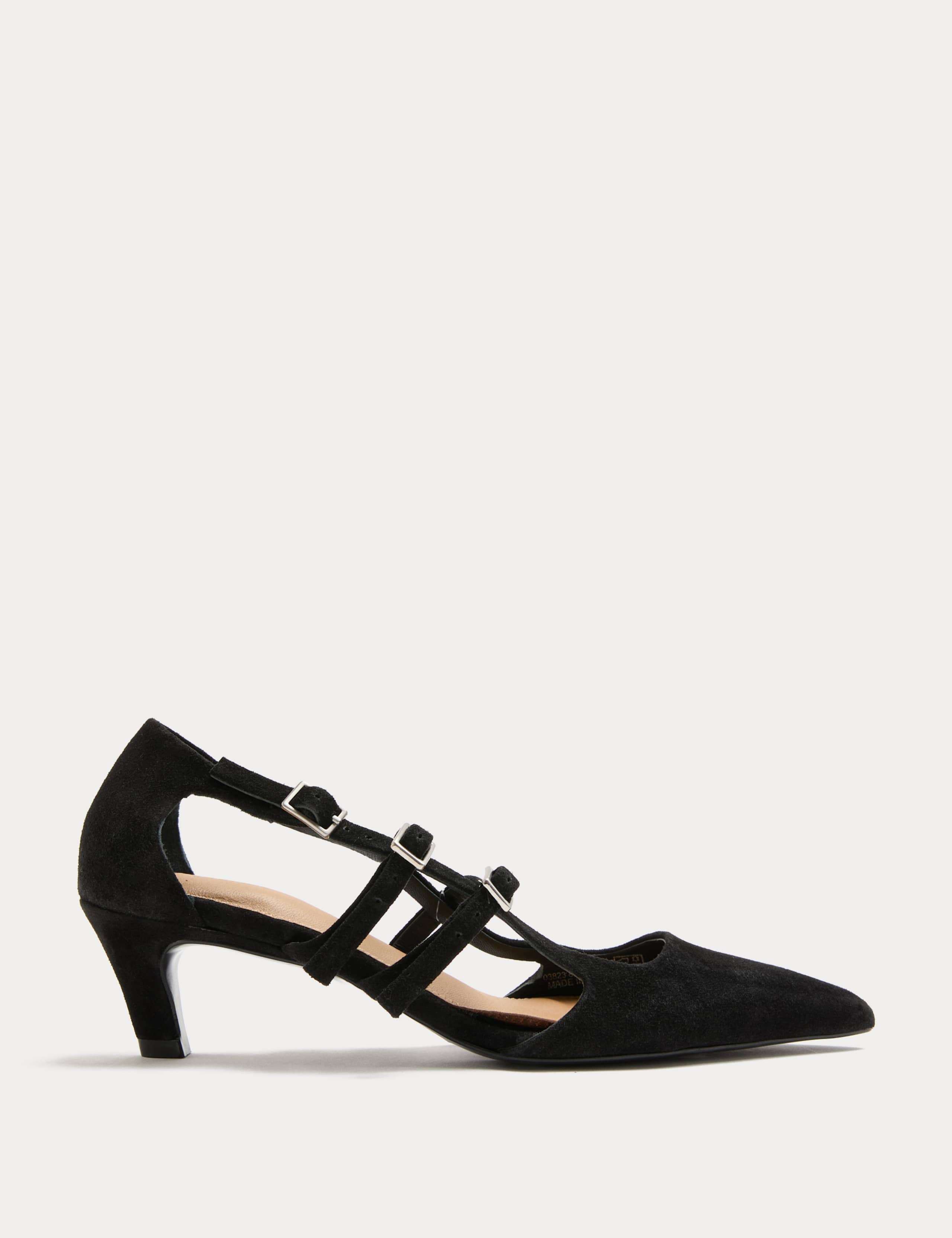 Suede Buckle Strappy Kitten Heels 2 of 3