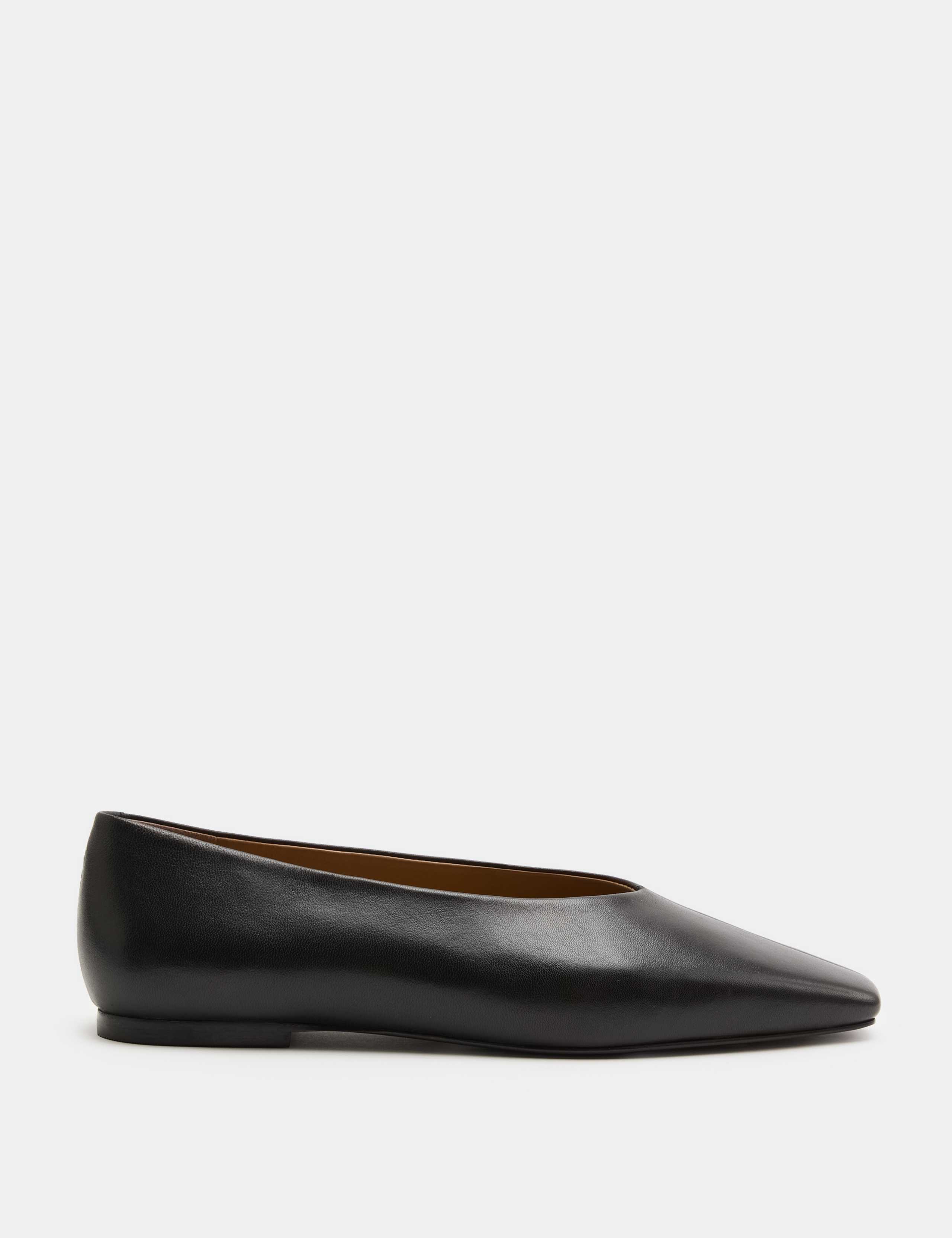 Leather Flat Square Toe Ballet Pumps 2 of 3