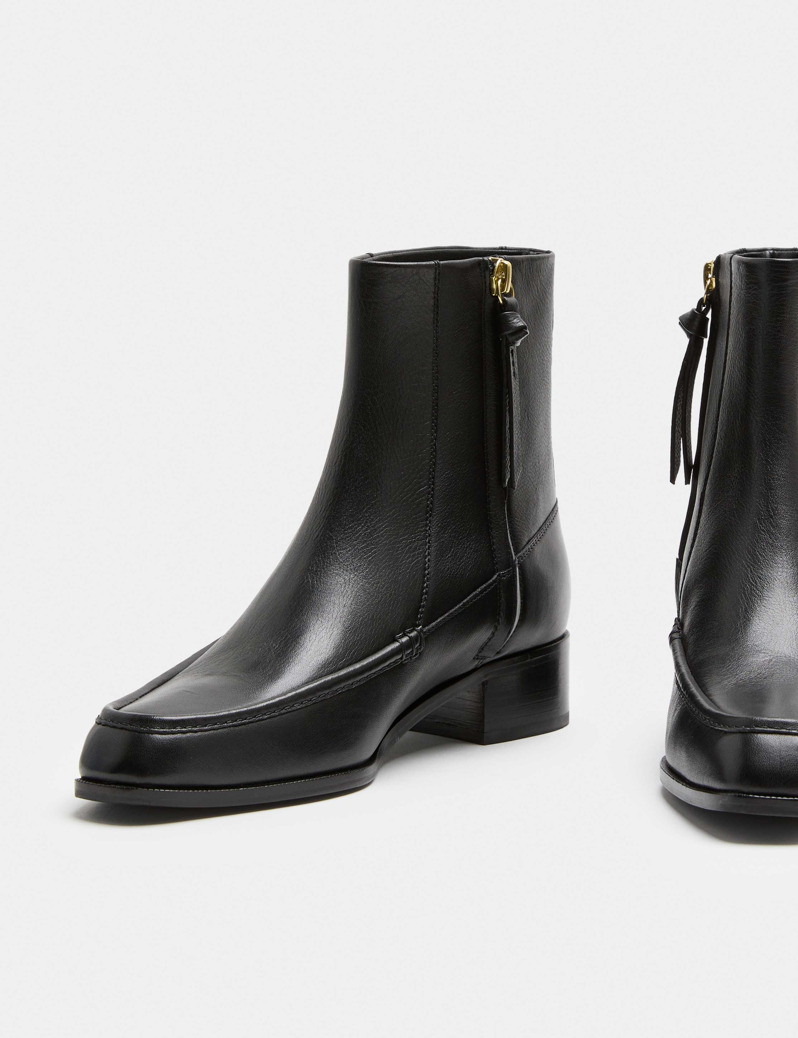 Leather Block Heel Ankle Boots 1 of 3