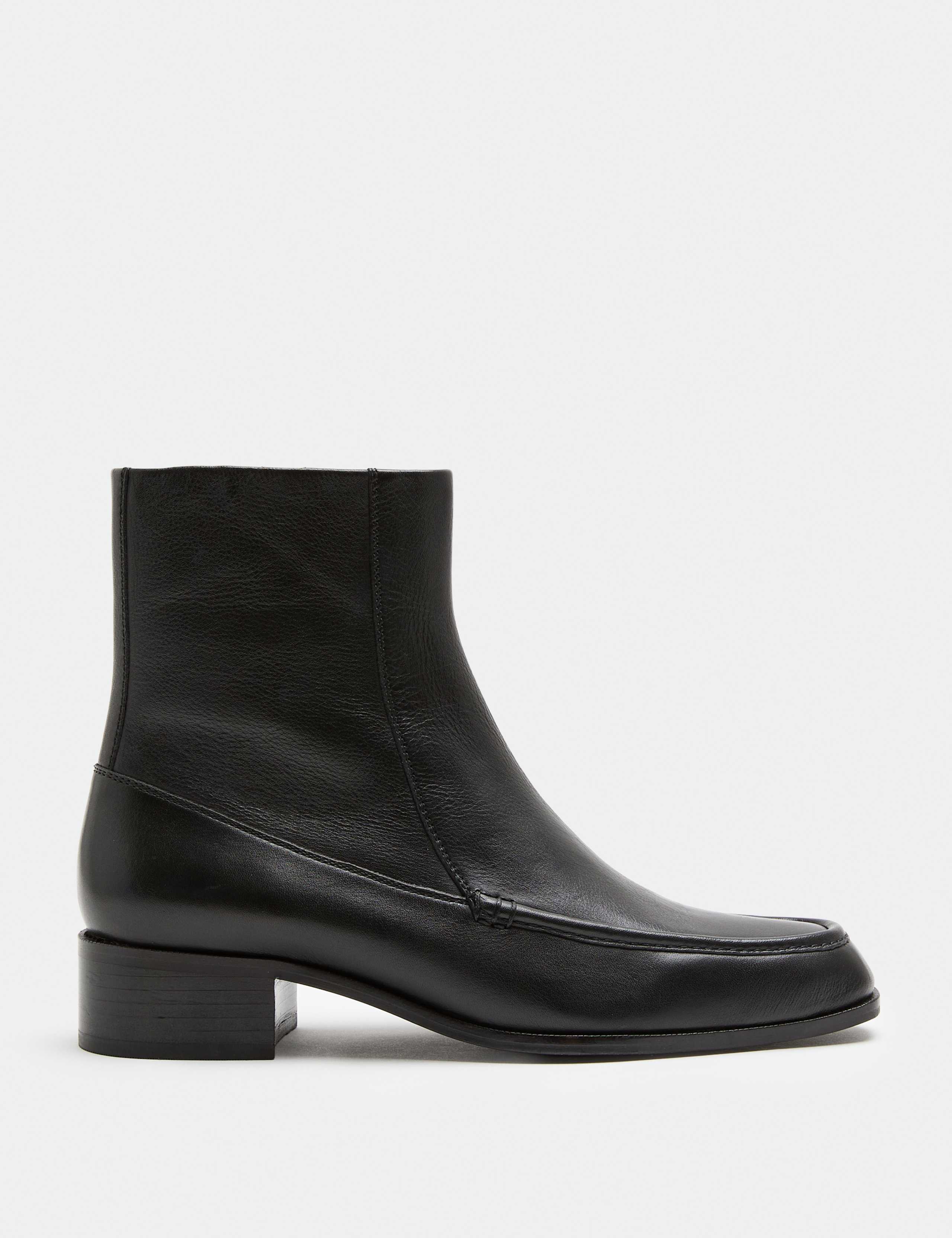 Leather Block Heel Ankle Boots 2 of 3