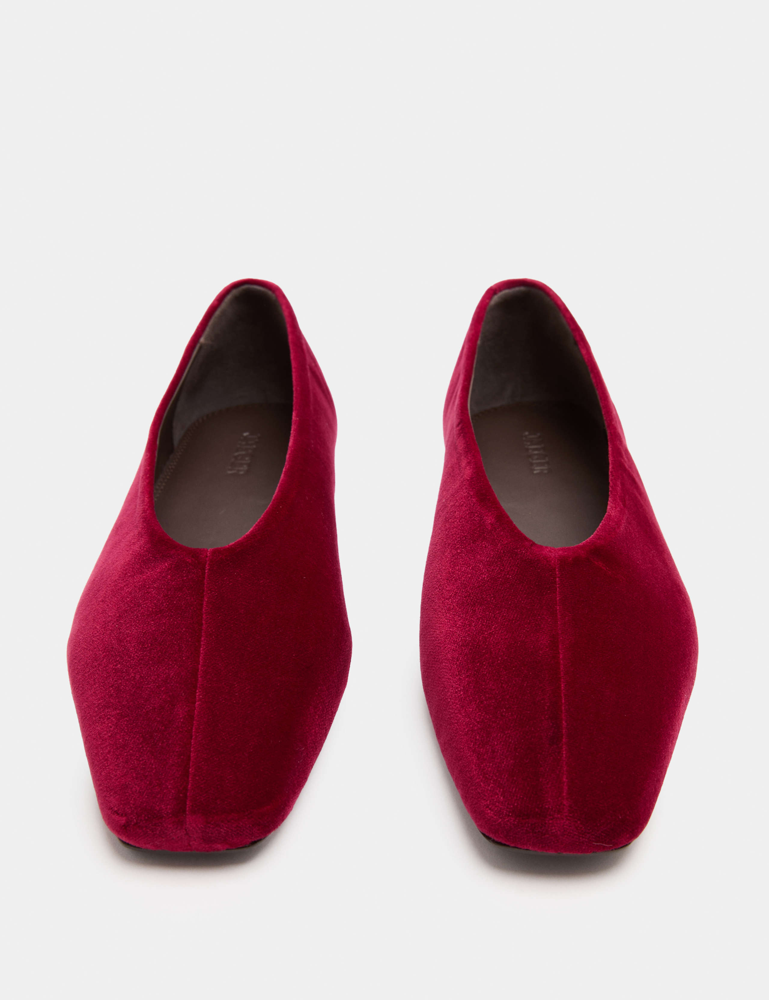 Velvet Flat Square Toe Ballet Pumps 1 of 3