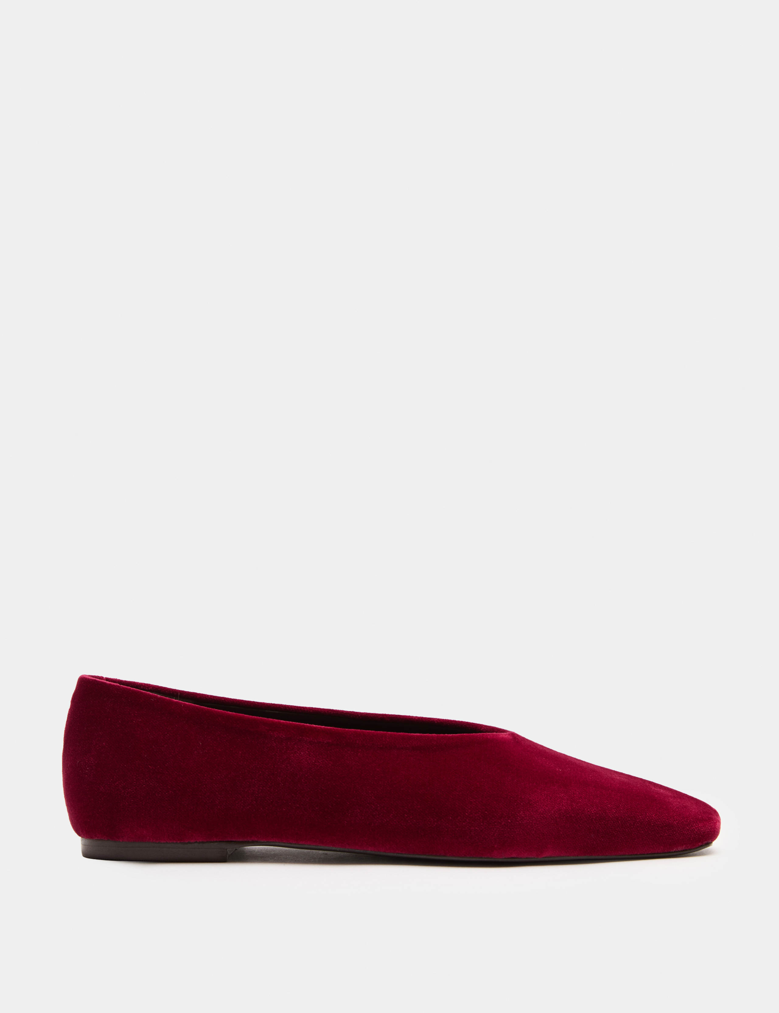 Velvet Flat Square Toe Ballet Pumps 2 of 3