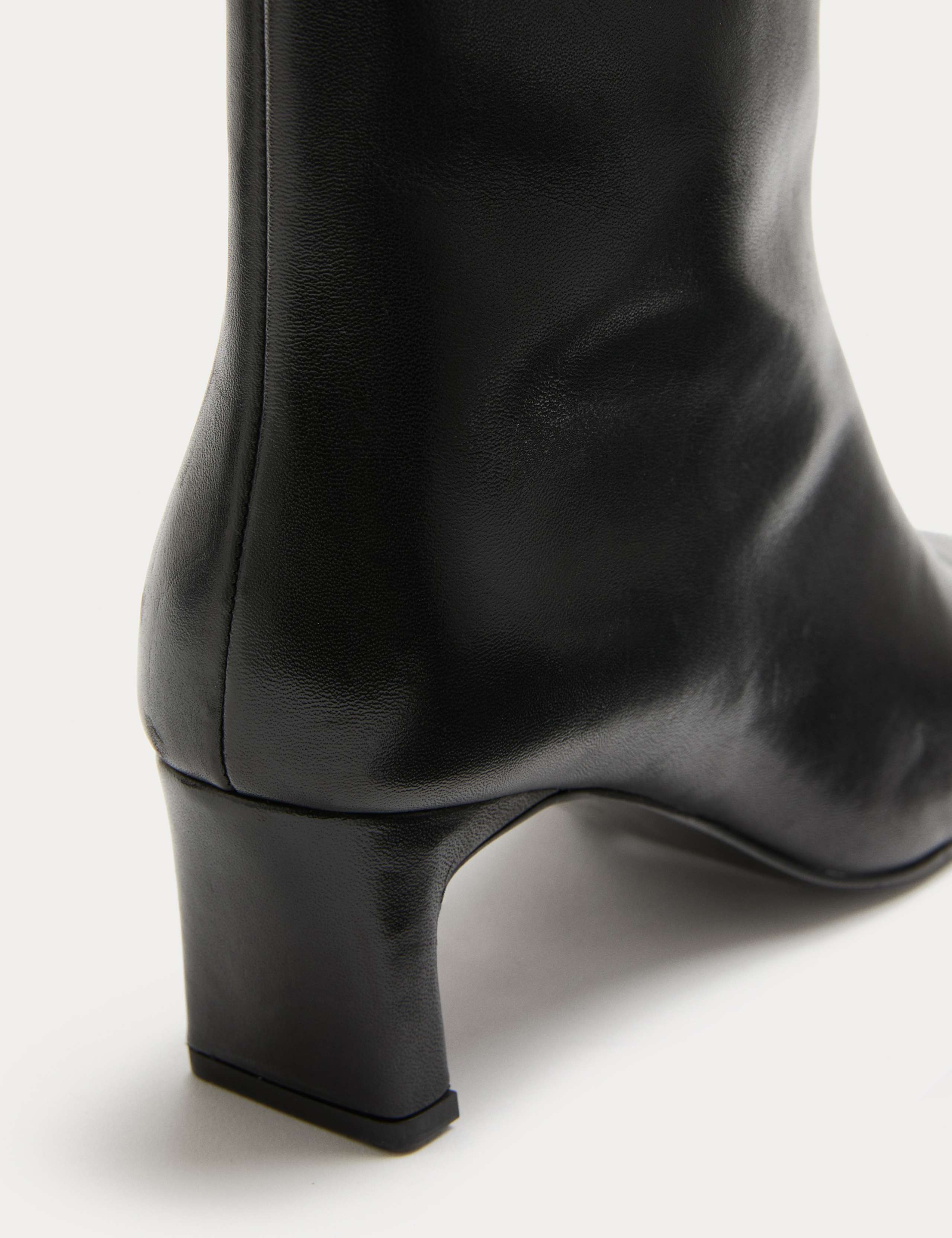 Leather Block Kitten Heel Knee High Boots 2 of 2