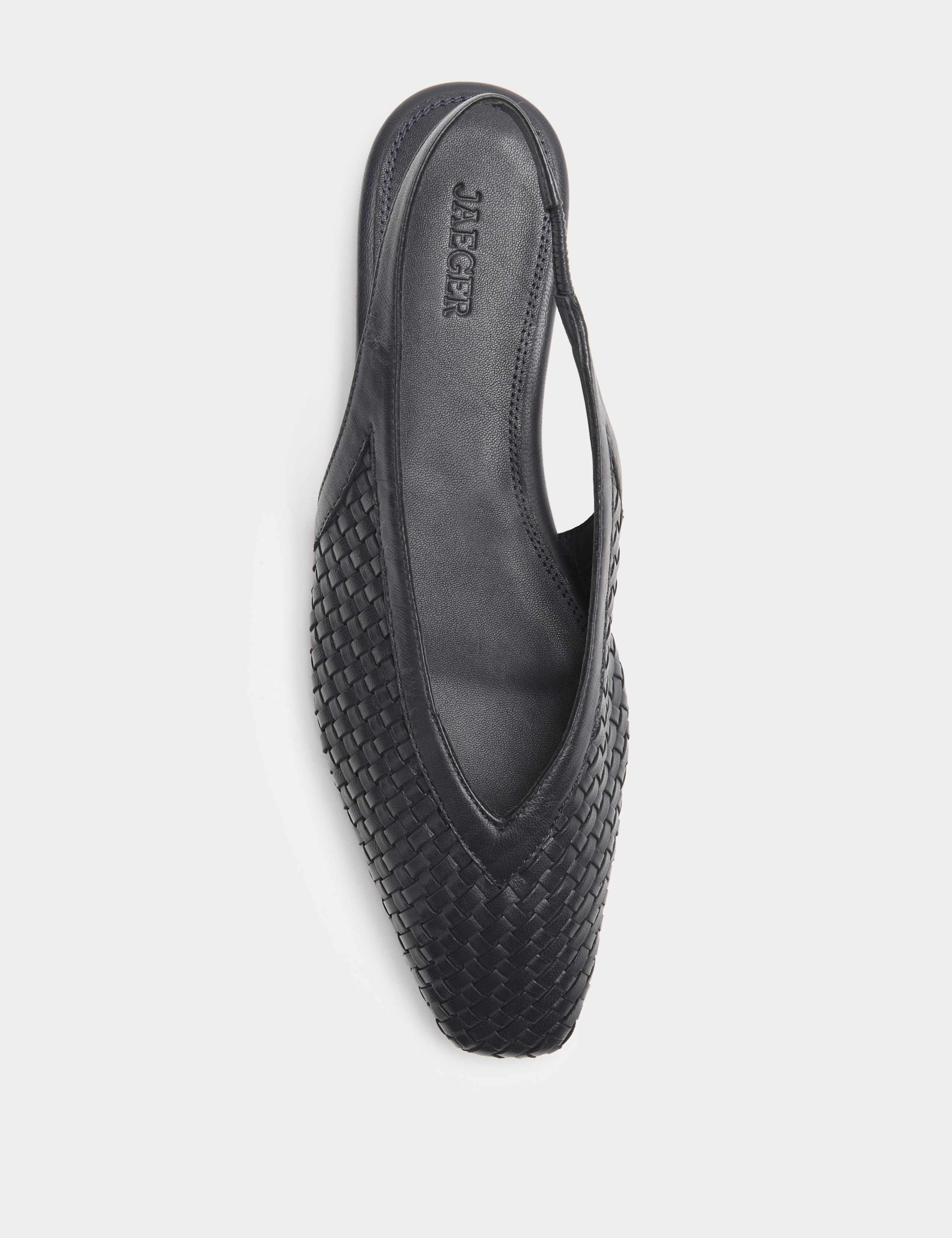 Leather Woven Flat Slingback Shoes 3 of 3