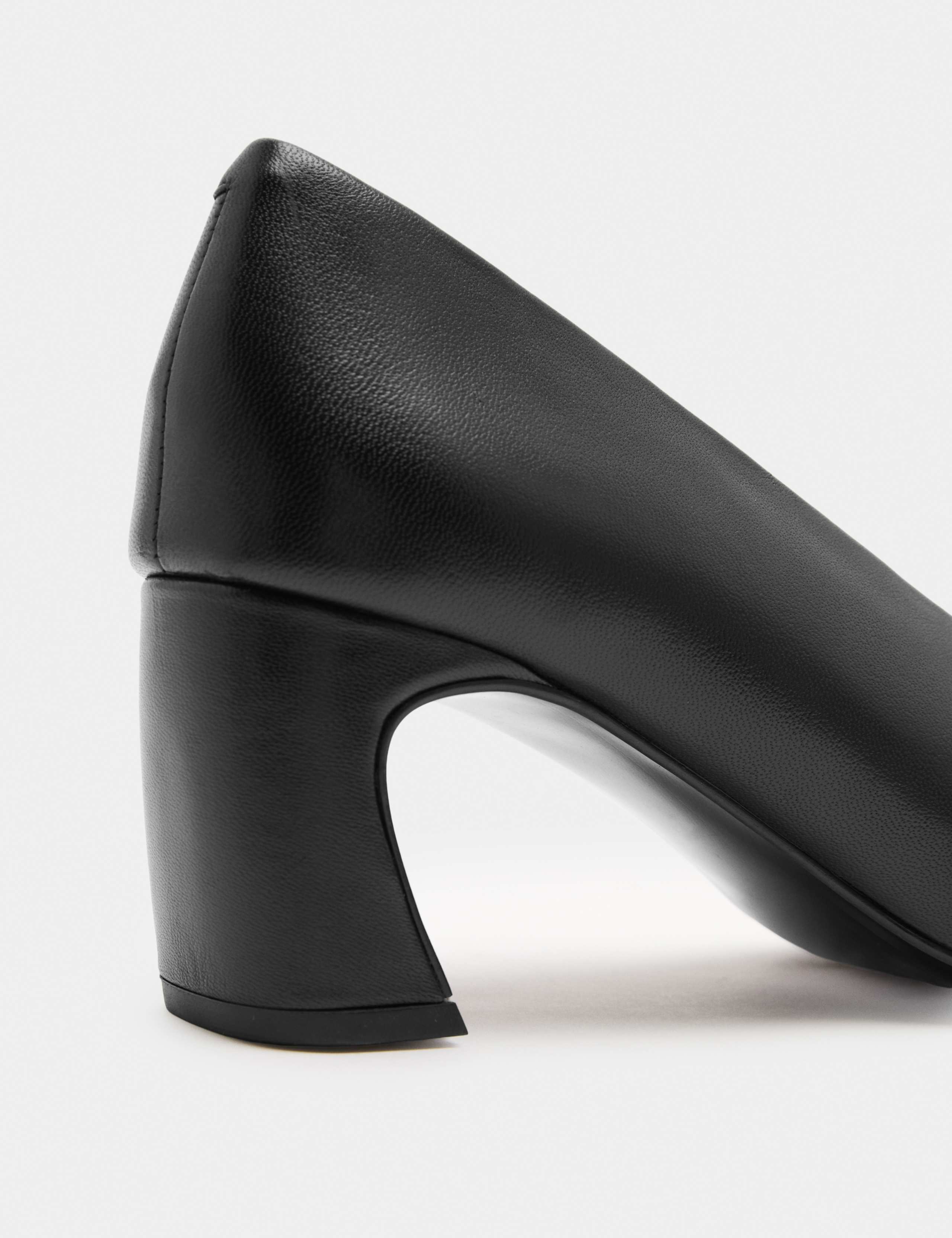 Leather Block Heel Pointed Court Shoes 3 of 3