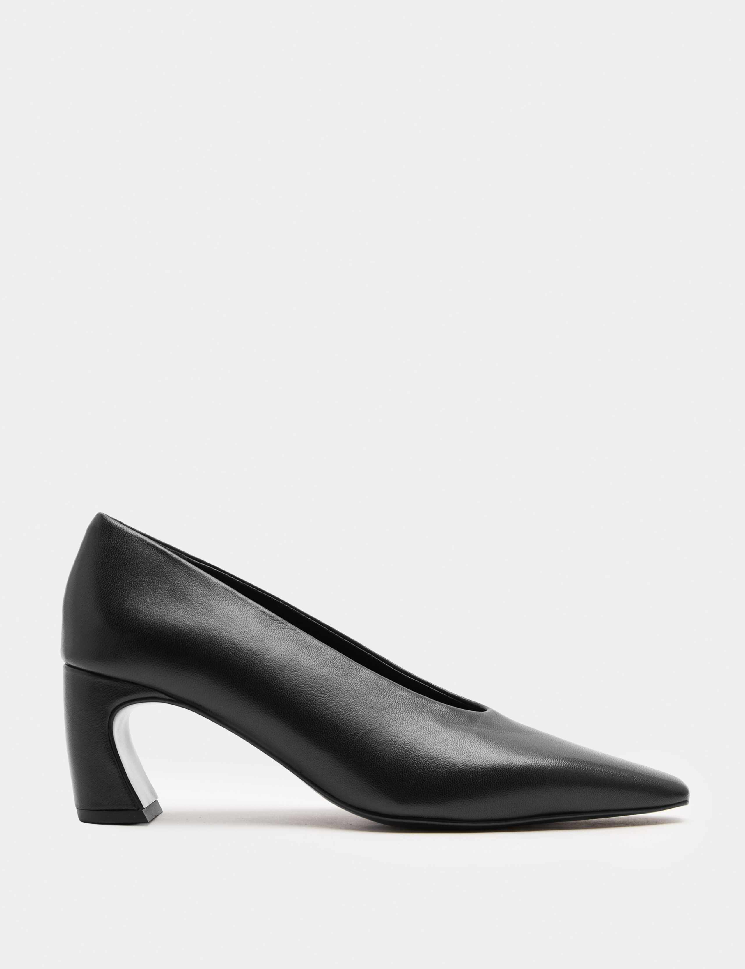 Leather Block Heel Pointed Court Shoes 2 of 3