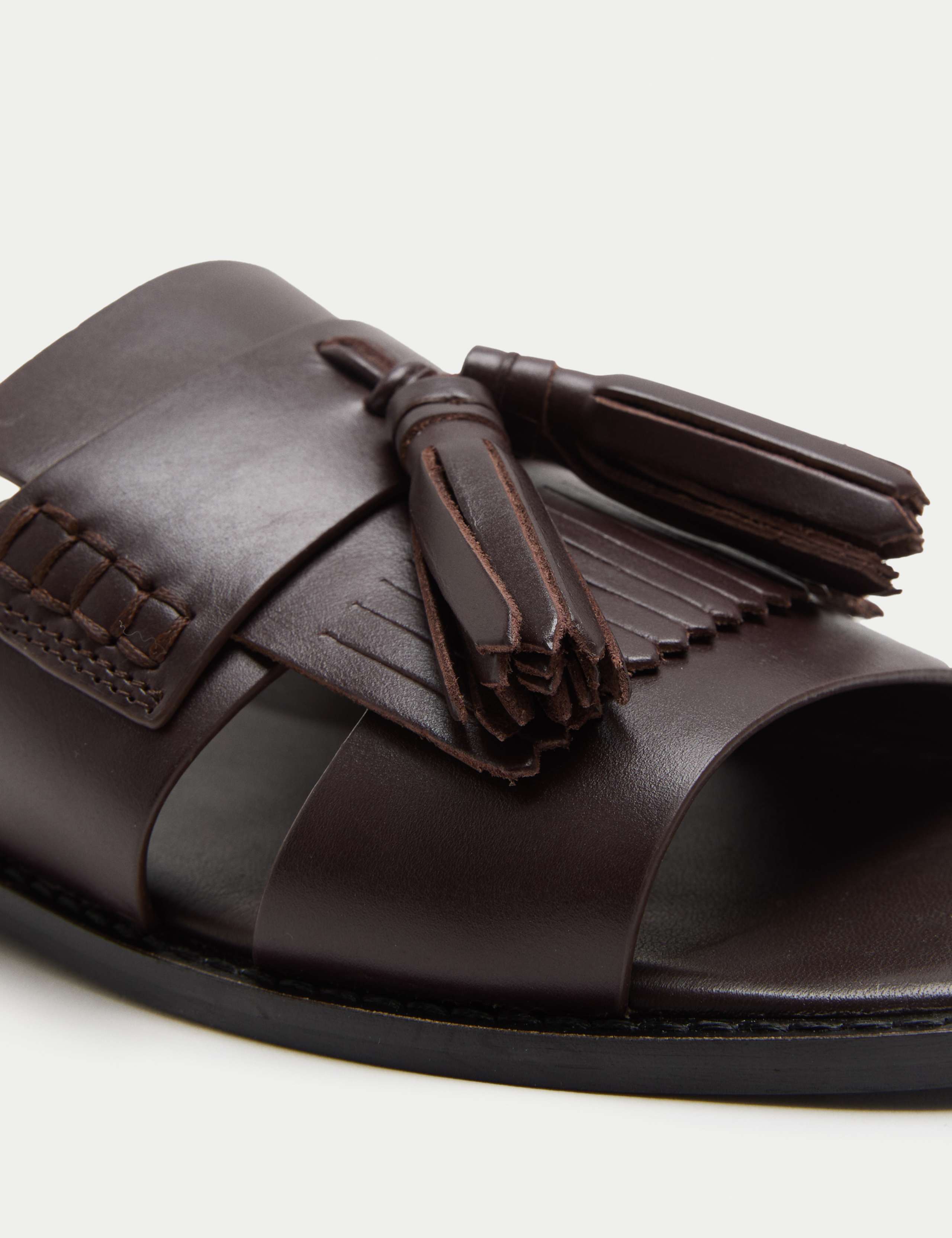 Leather Tassel Flat Loafer Mules 3 of 3