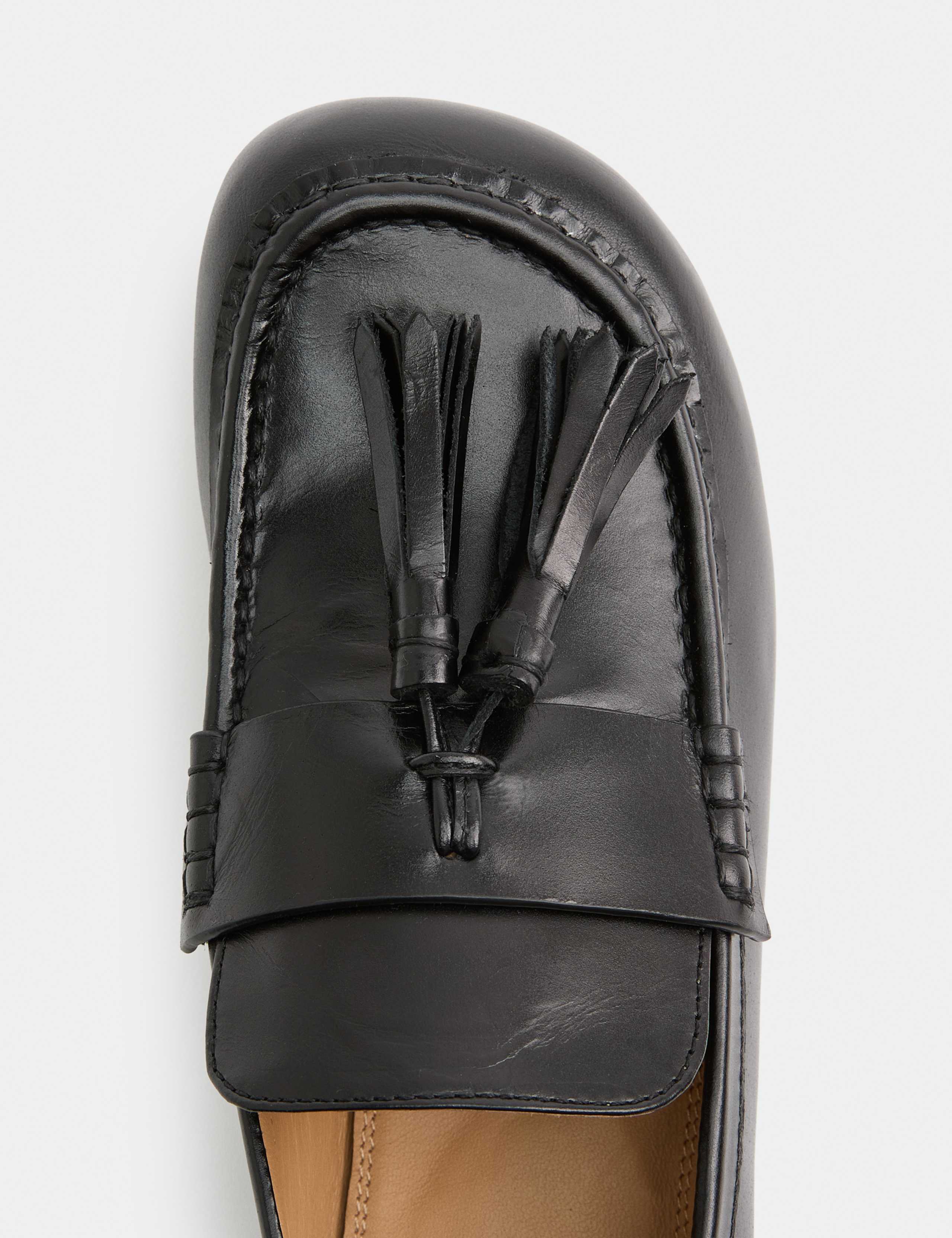 Leather Tassel Block Heel Loafers 2 of 2