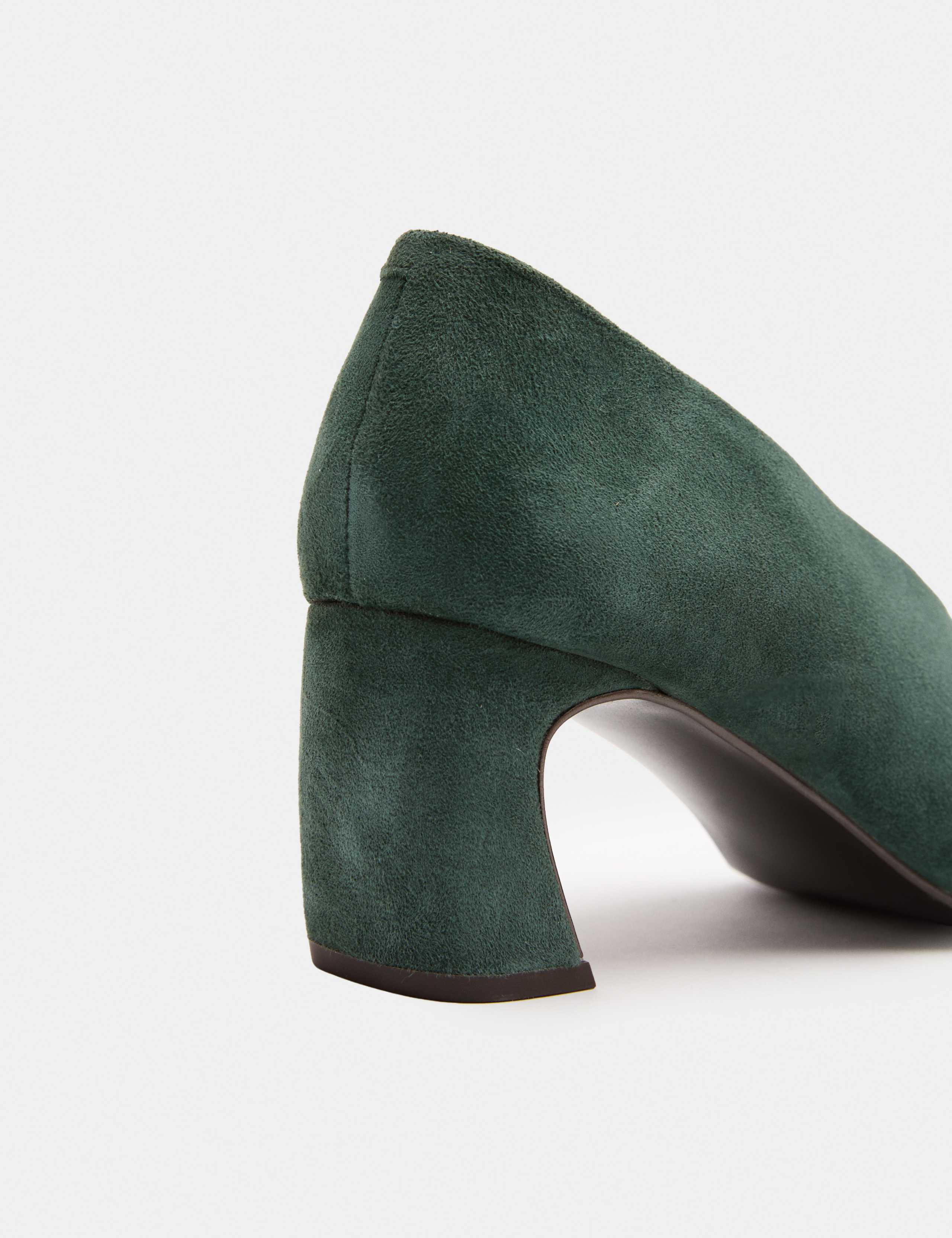 Suede Block Heel Pointed Court Shoes 3 of 3