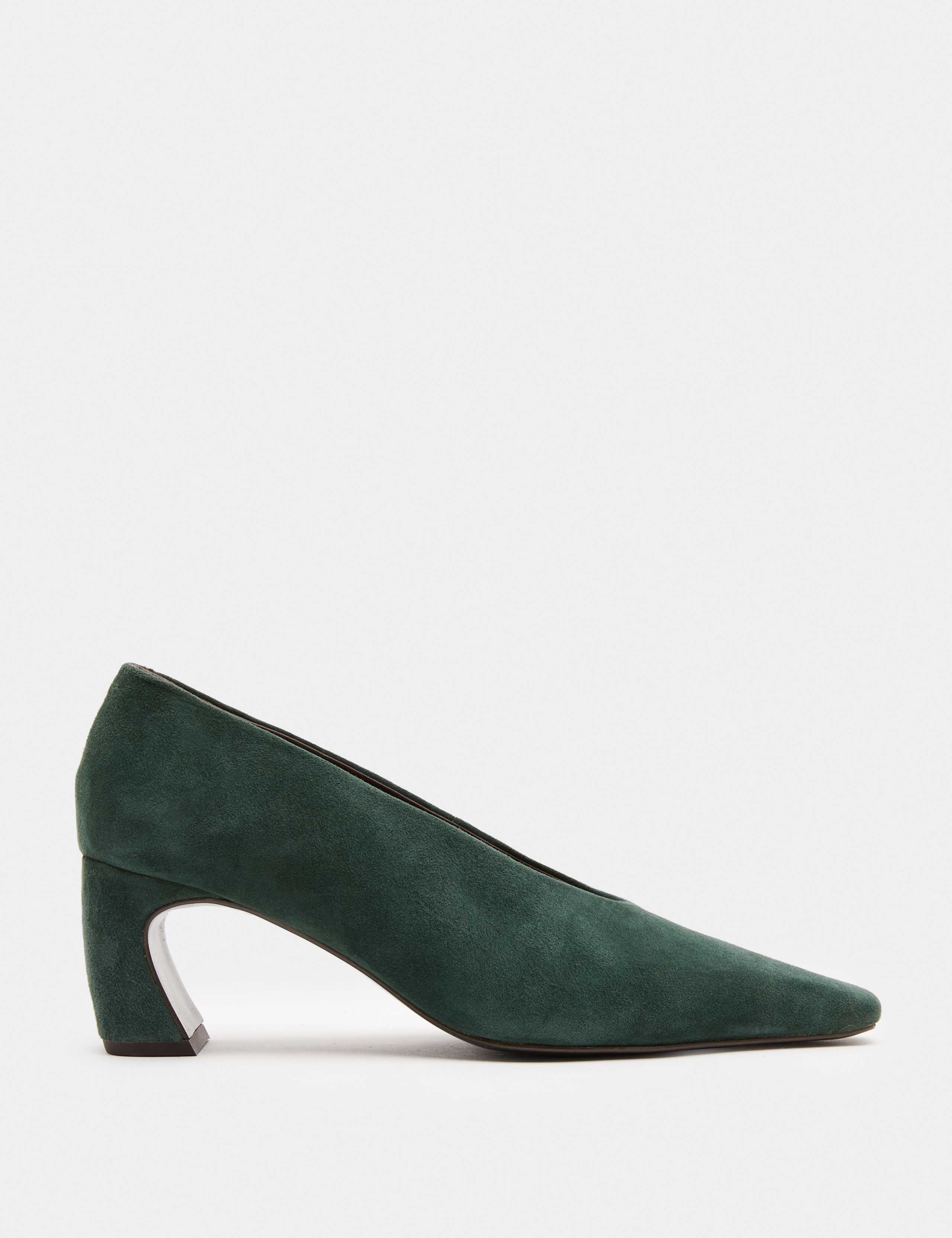 Suede Block Heel Pointed Court Shoes 2 of 3