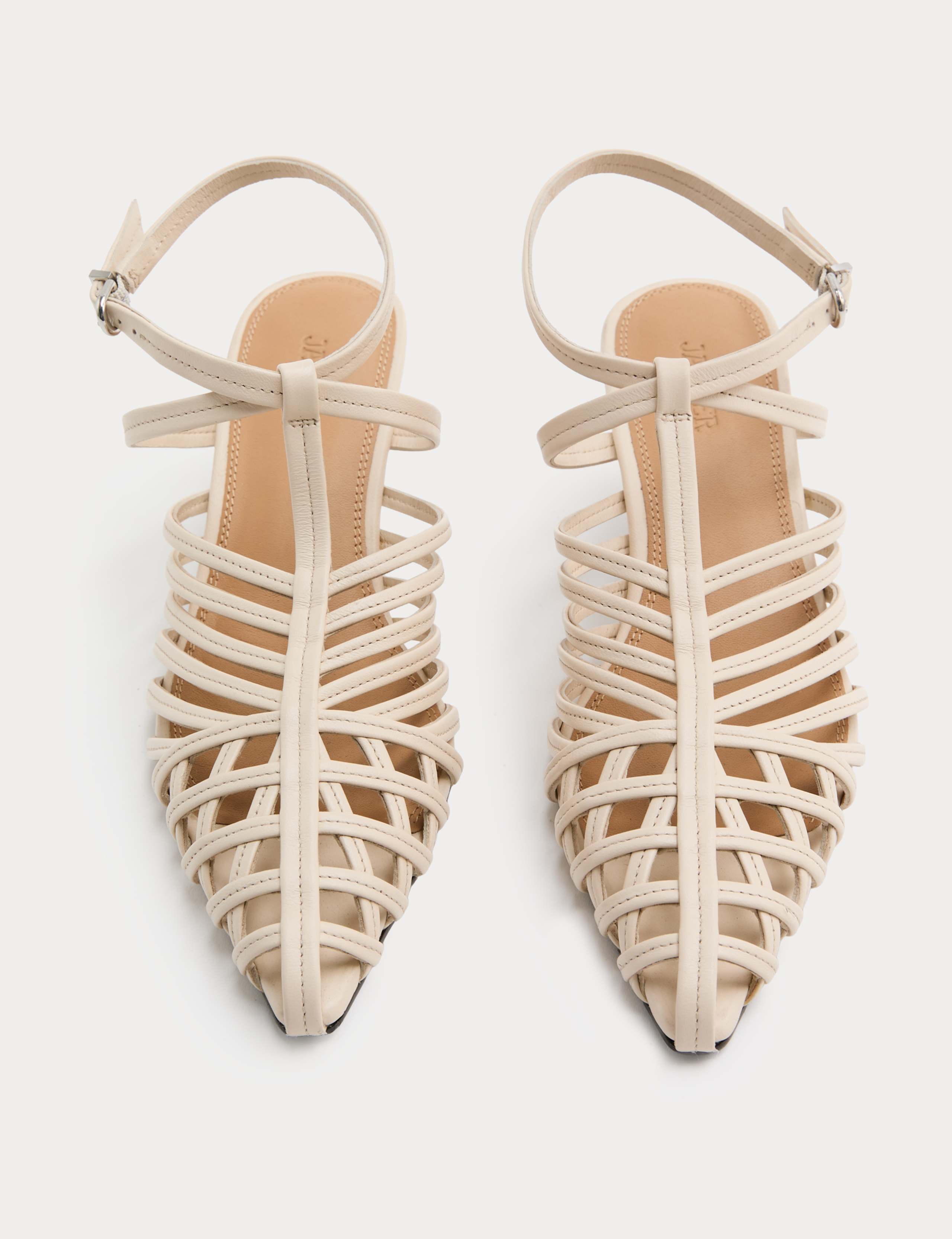 Leather Caged Strappy Kitten Heel Sandals 2 of 3