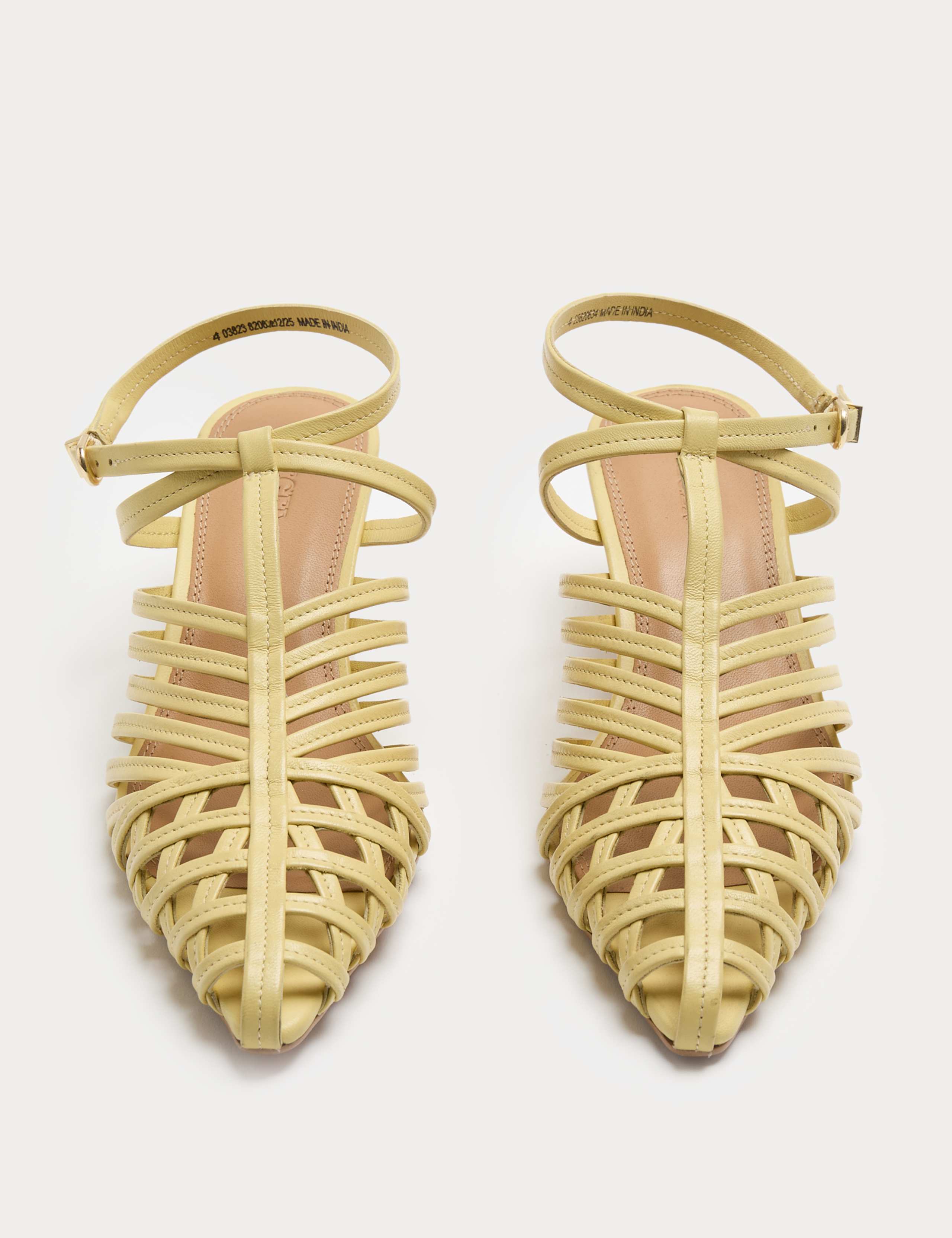 Leather Caged Strappy Kitten Heel Sandals 1 of 3