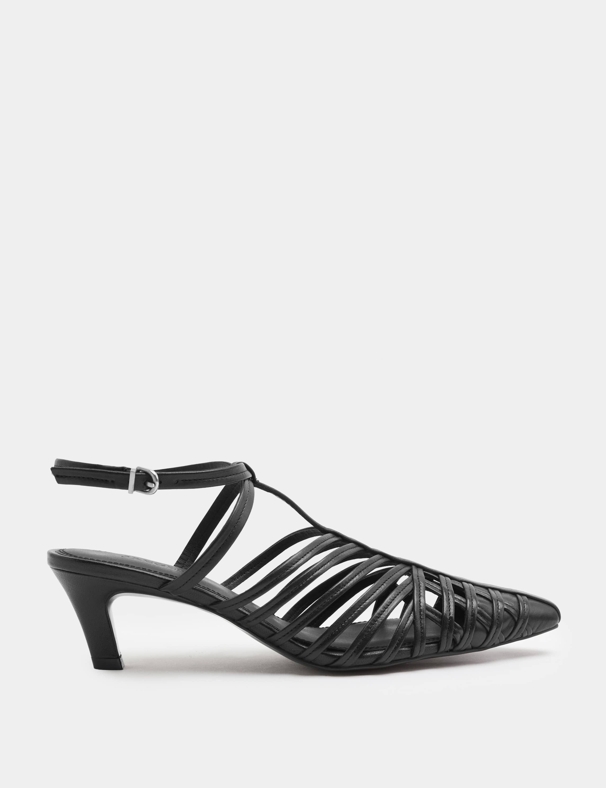 Leather Buckle Strappy Kitten Heel Pointed Sandals 2 of 3