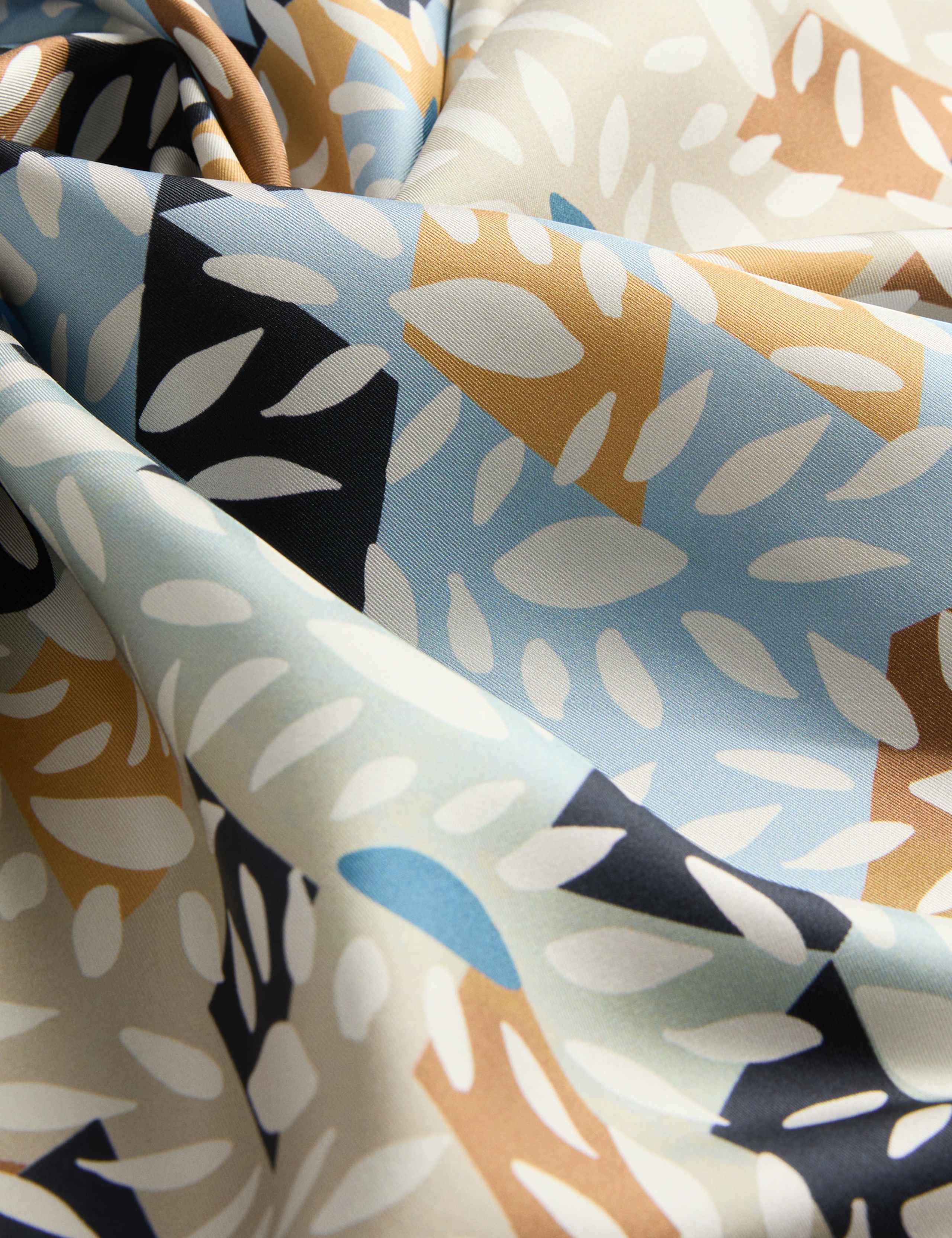 Pure Silk Leaf Print Scarf 3 of 4