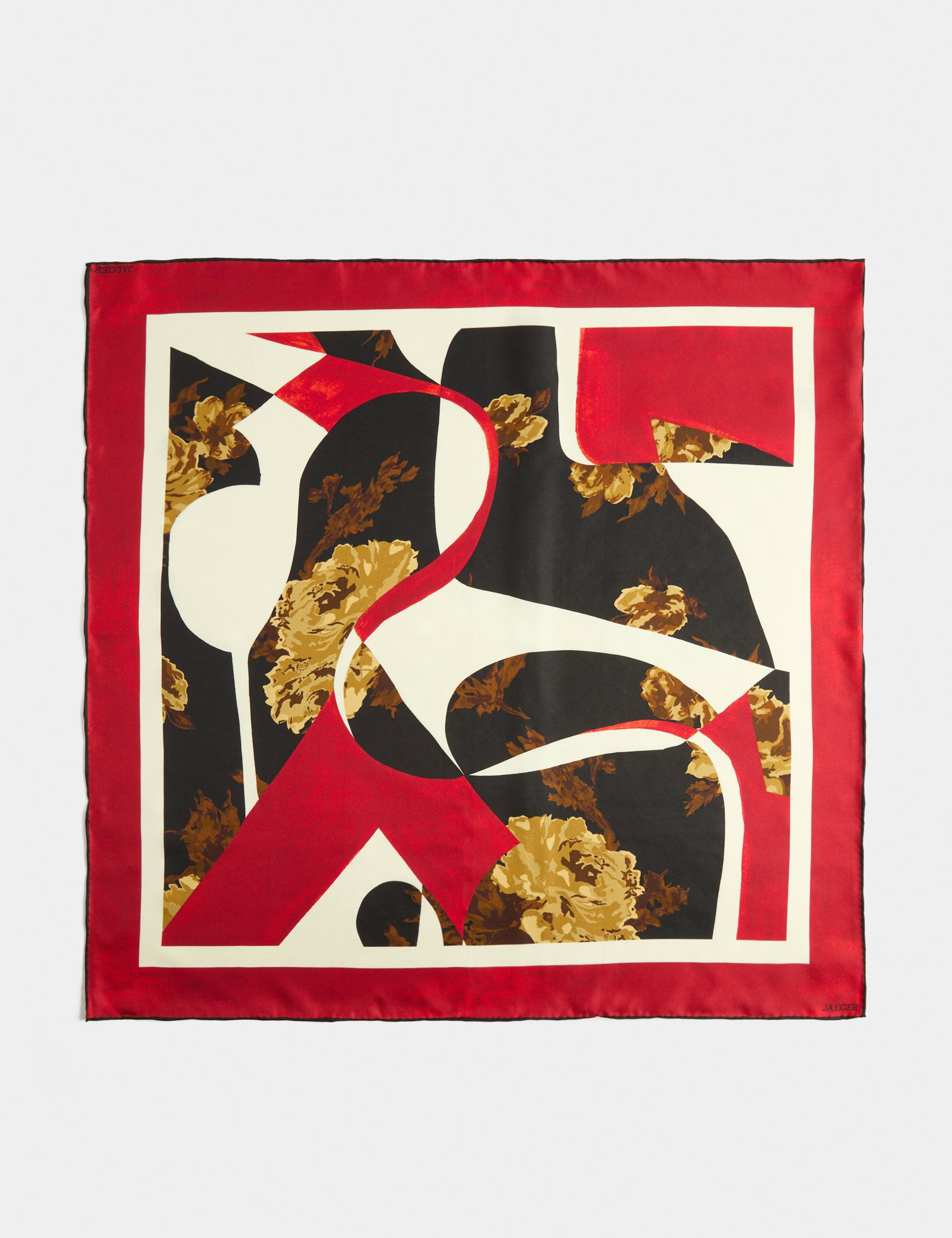 Pure Silk Woven Floral Square Scarf 2 of 4