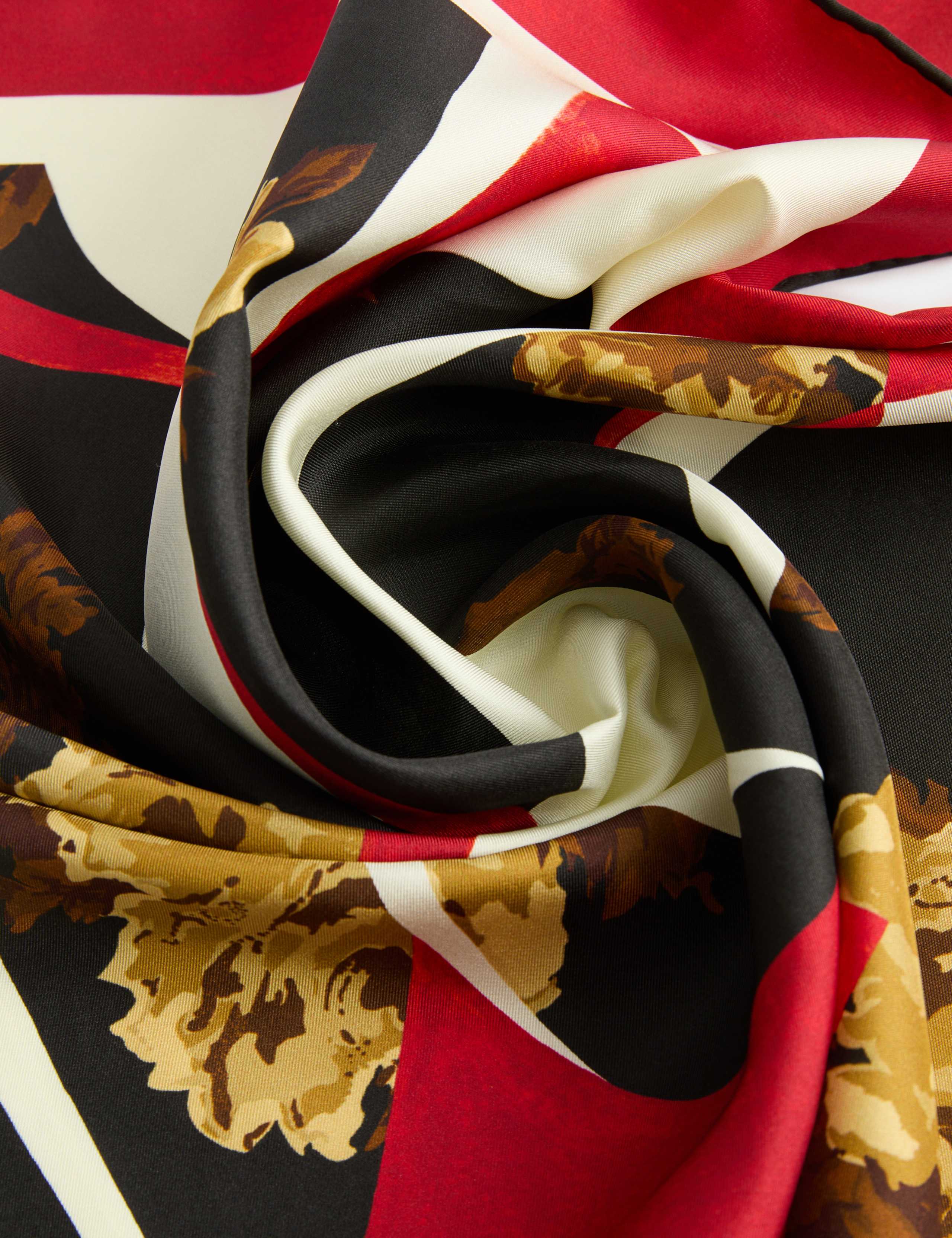 Pure Silk Woven Floral Square Scarf 3 of 4