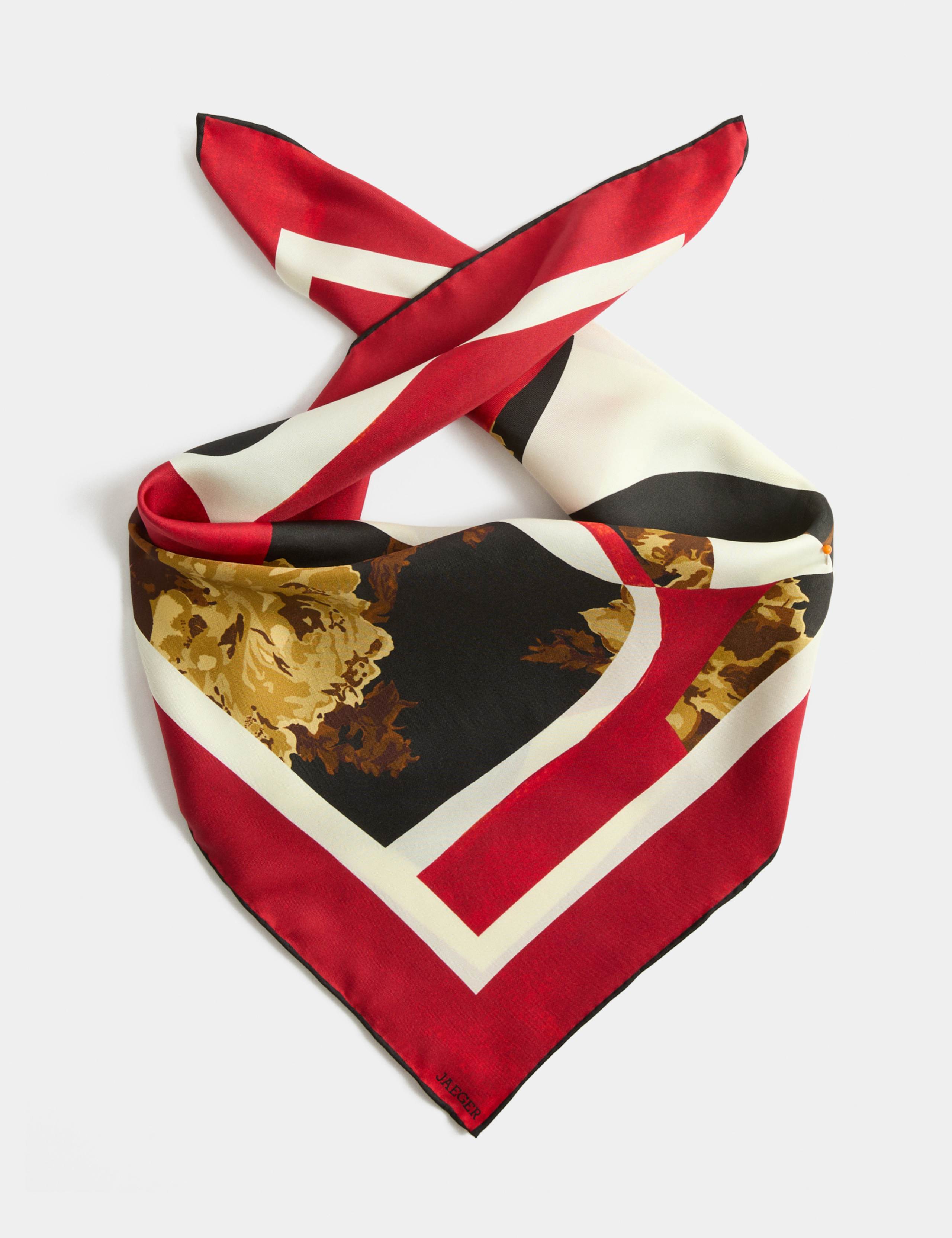 Pure Silk Woven Floral Square Scarf 1 of 4