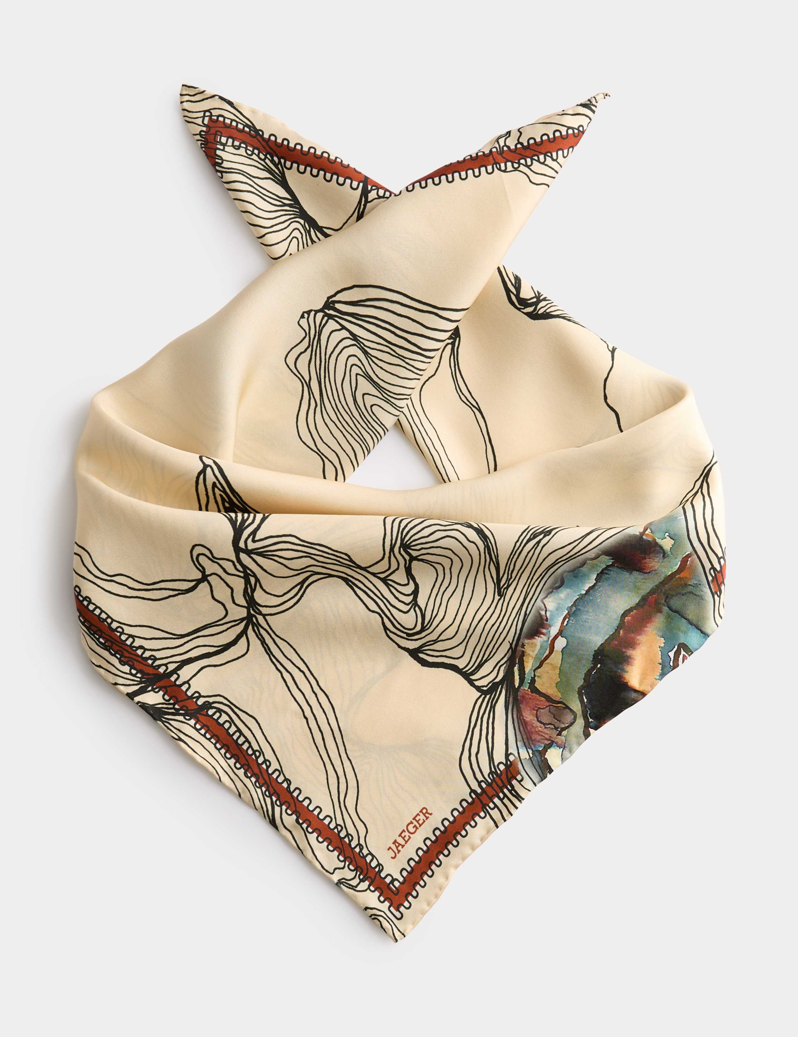 Pure Silk Oyster Print Scarf 1 of 4