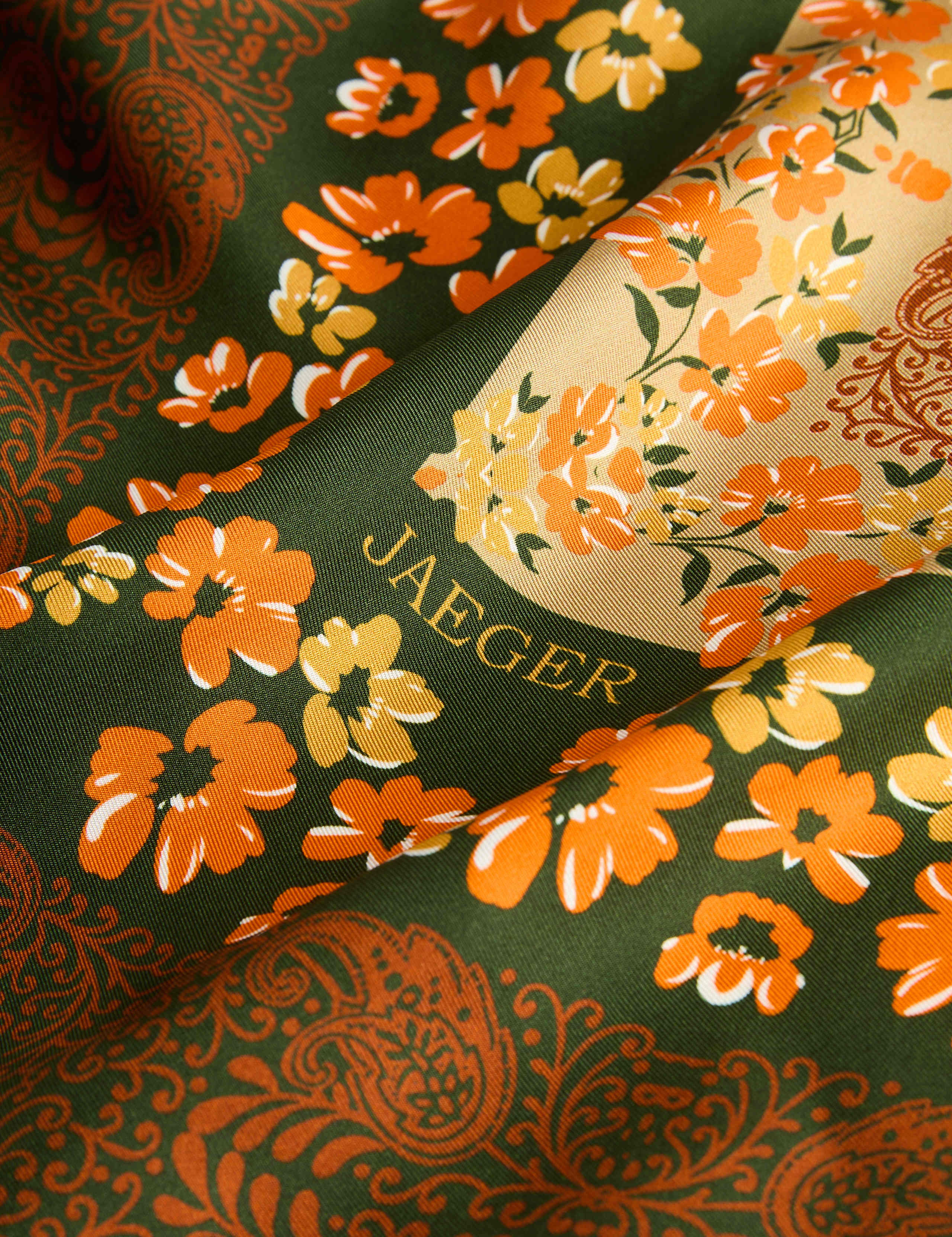 Pure Silk Printed Floral Square Scarf 3 of 4