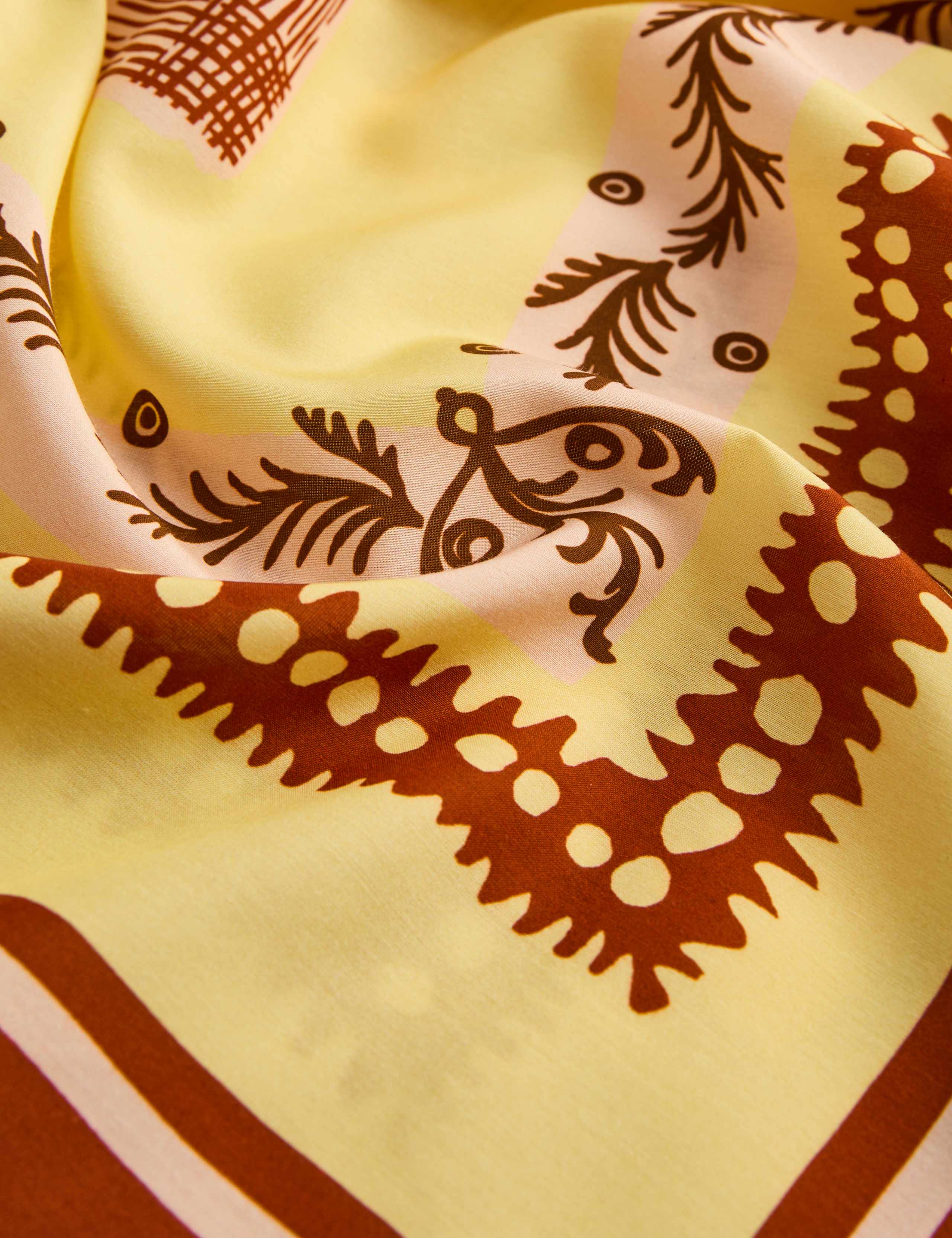 Extra Large Cotton Rich Patterned Scarf with Silk 3 of 4