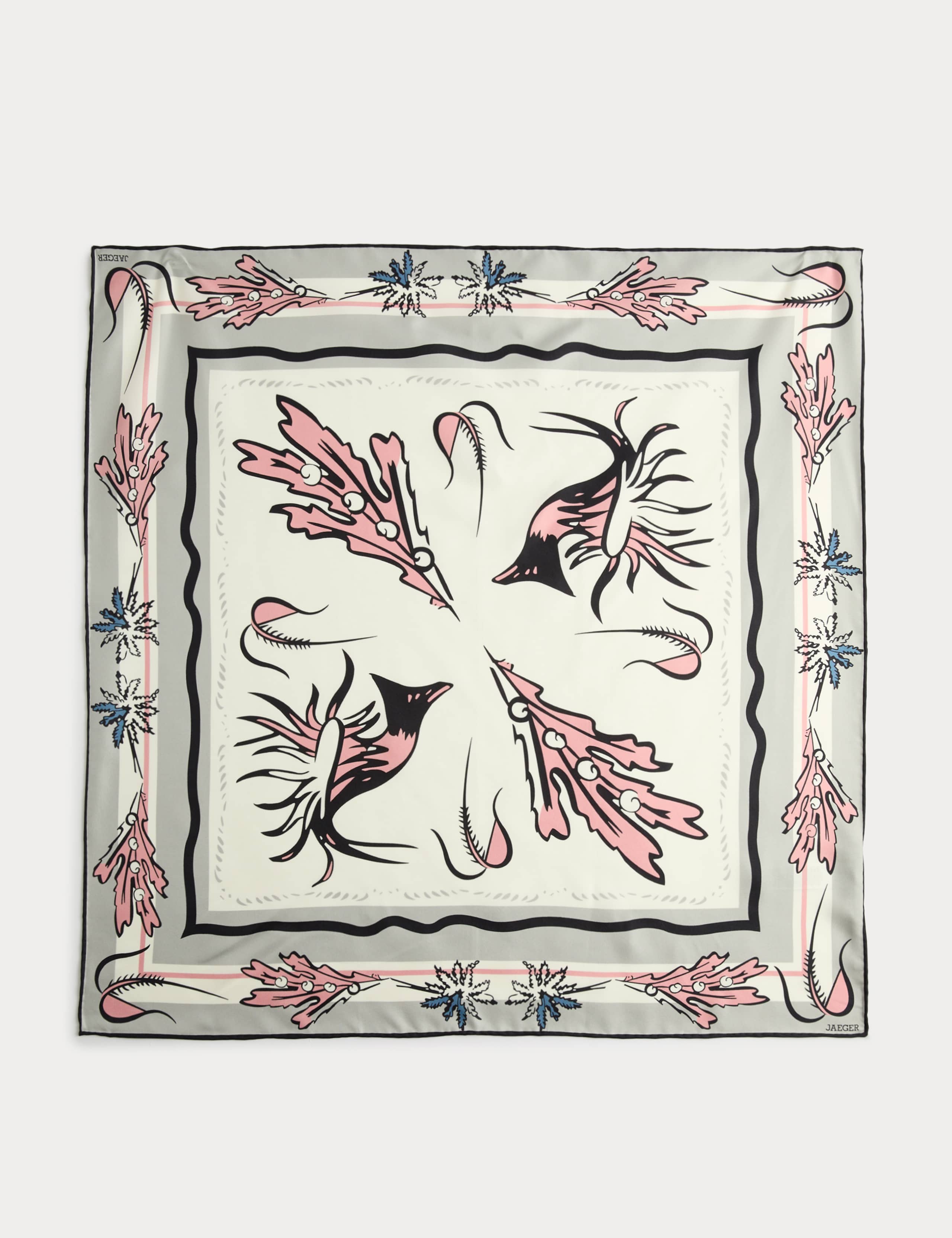 Pure Silk Sea Floral Check Square Scarf 2 of 4