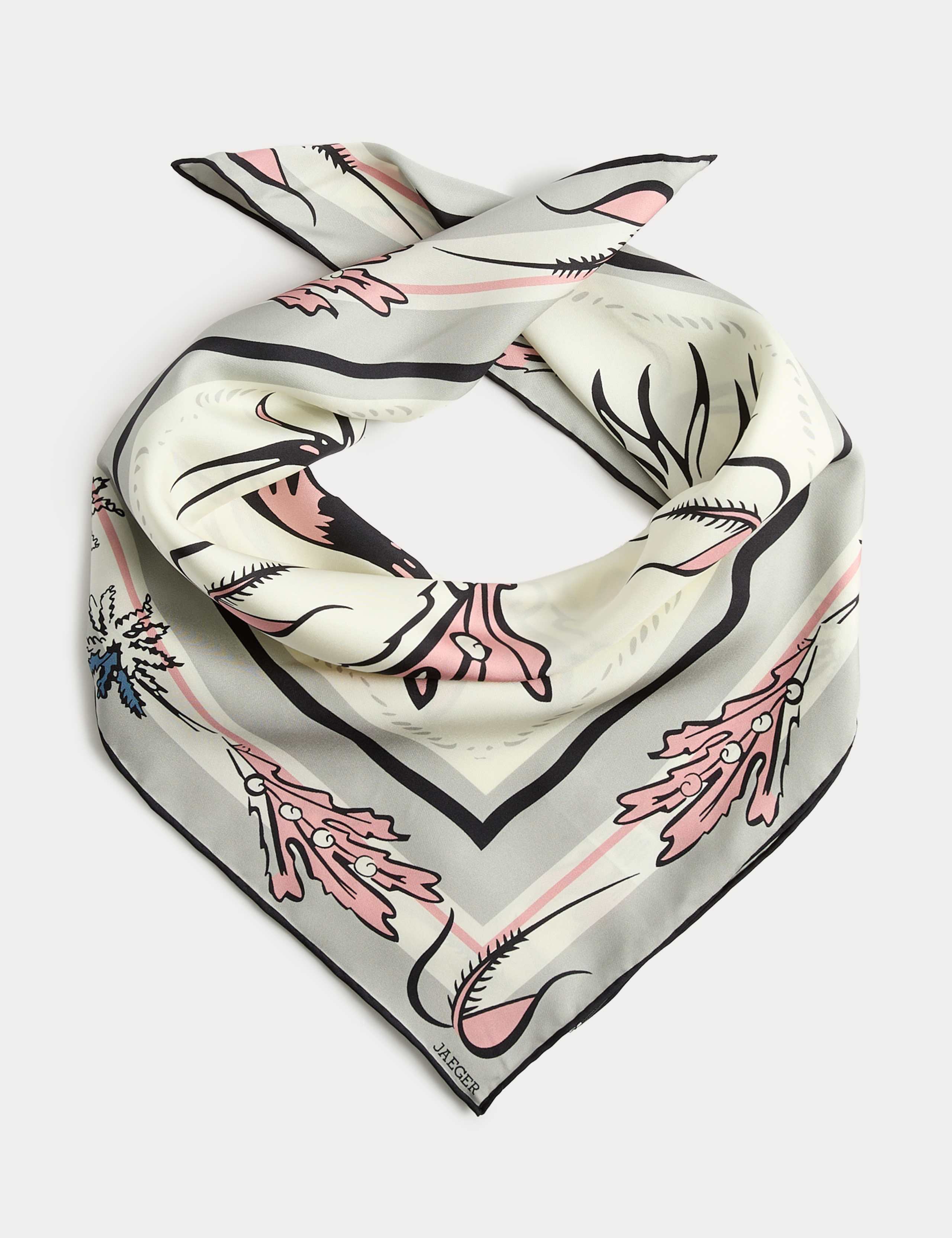 Pure Silk Sea Floral Check Square Scarf 1 of 4