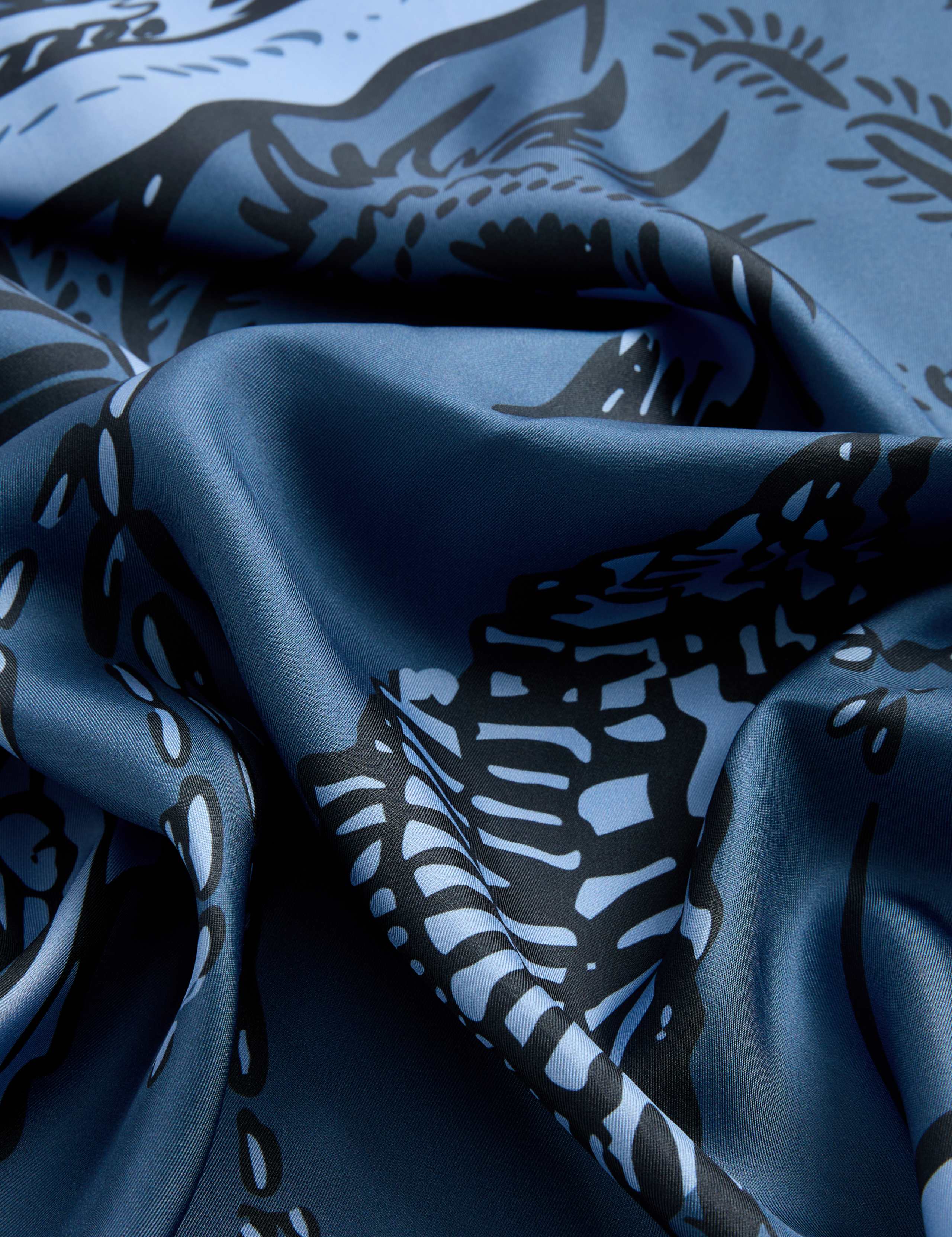 Pure Silk Sea Floral Print Square Scarf 3 of 4