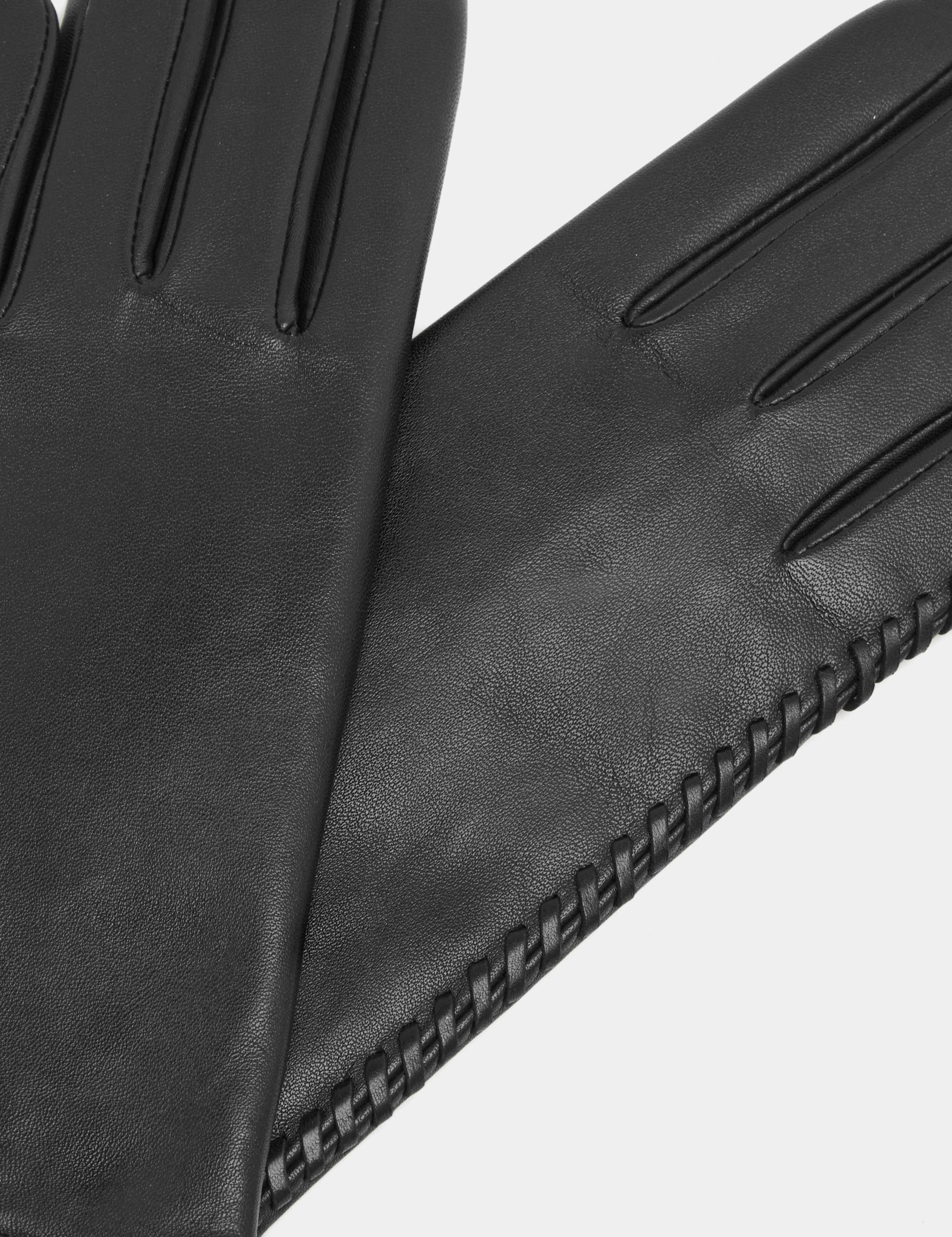Leather Stitch Detail Cashmere Lined Gloves 2 of 3