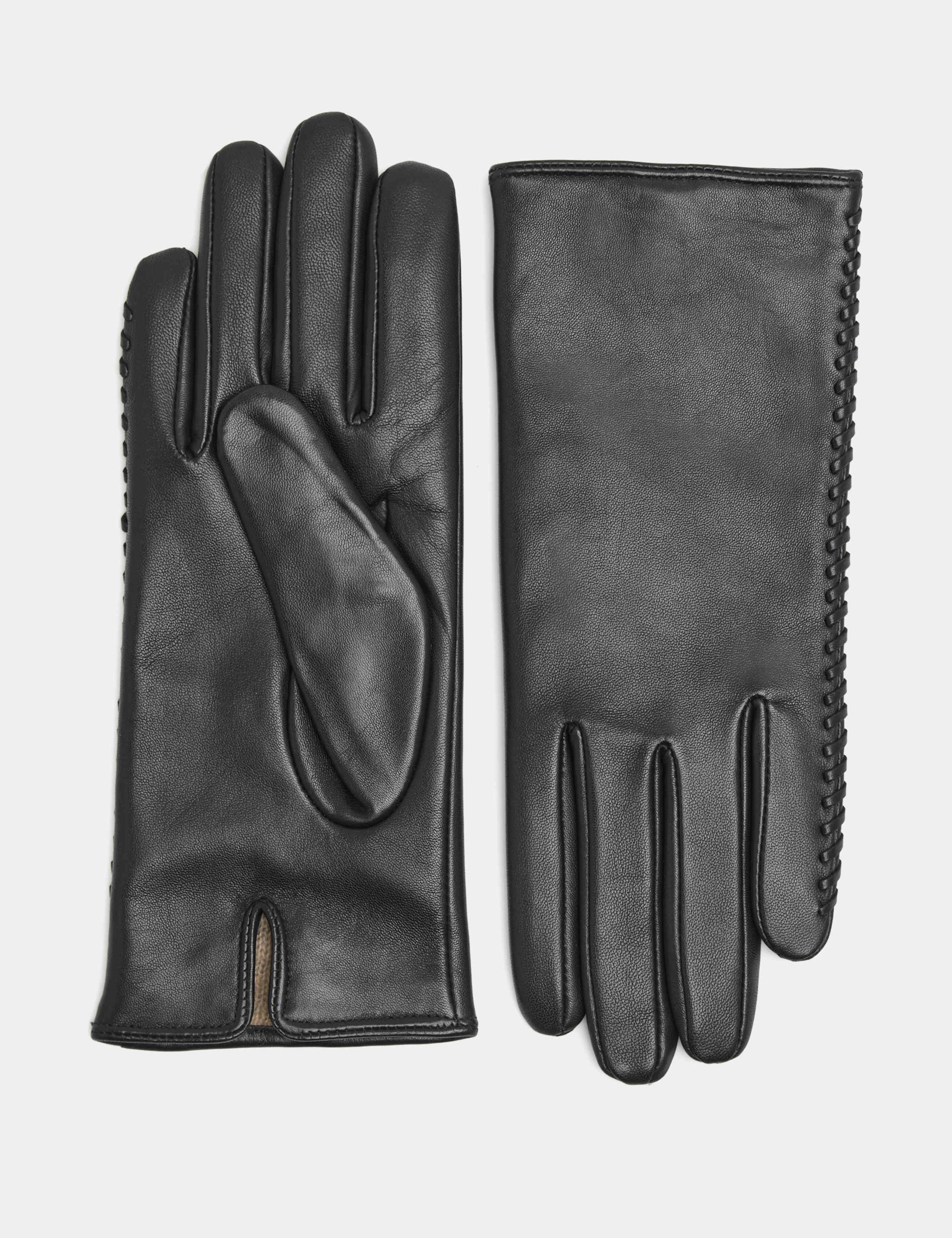 Leather Stitch Detail Cashmere Lined Gloves 1 of 3