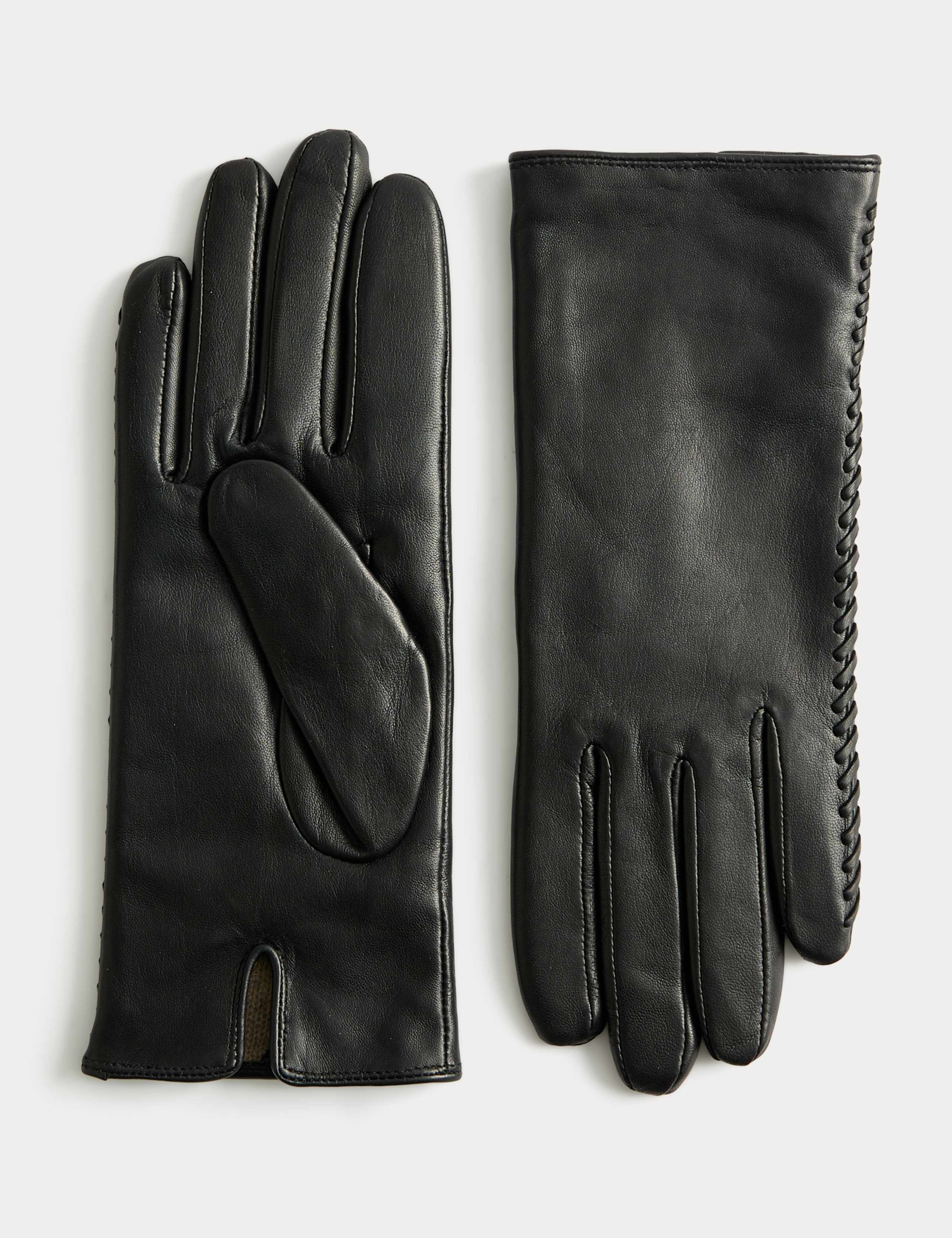 Leather Stitch Detail Cashmere Lined Gloves 1 of 3