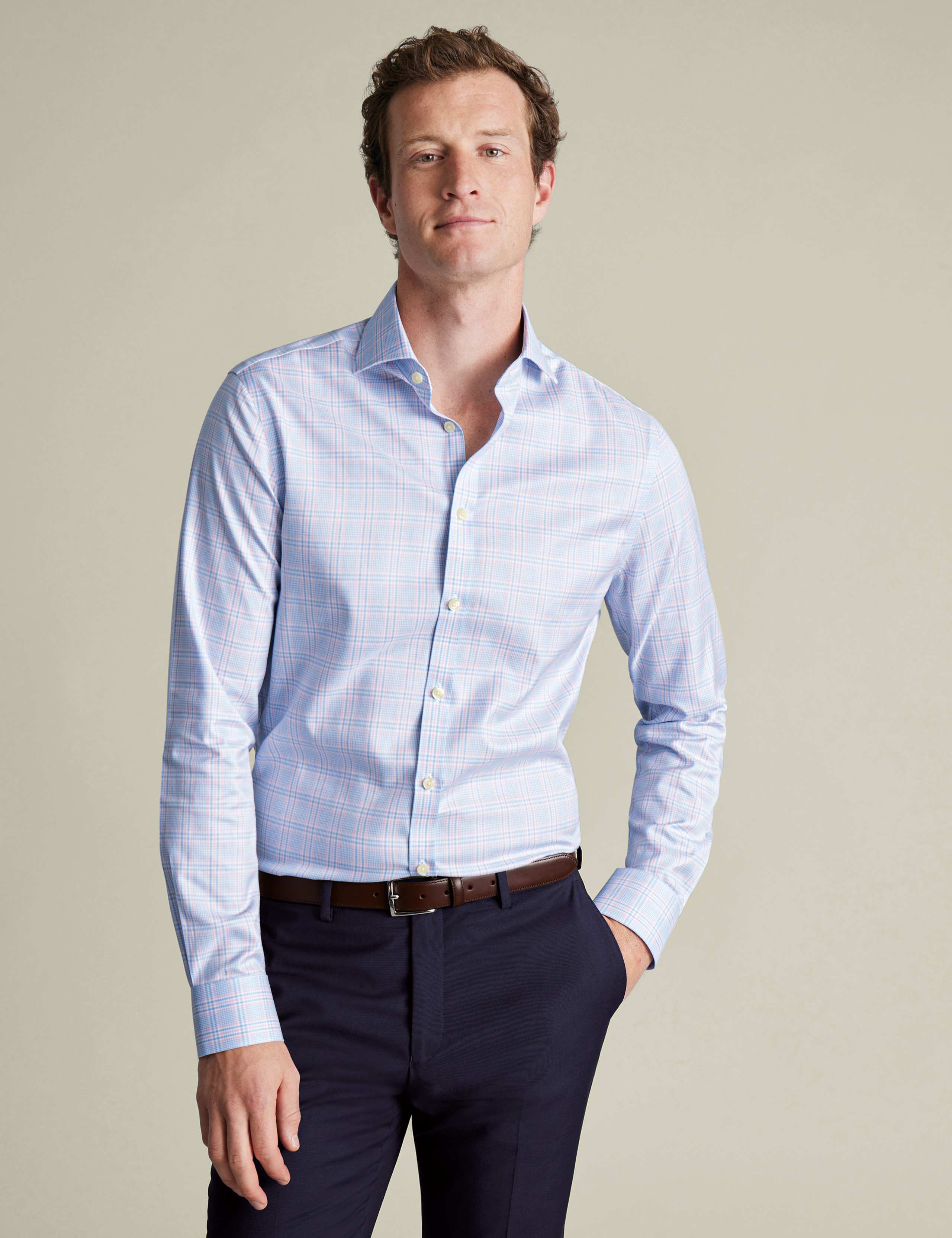 Slim Fit Easy Iron Pure Cotton Check Shirt 1 of 4