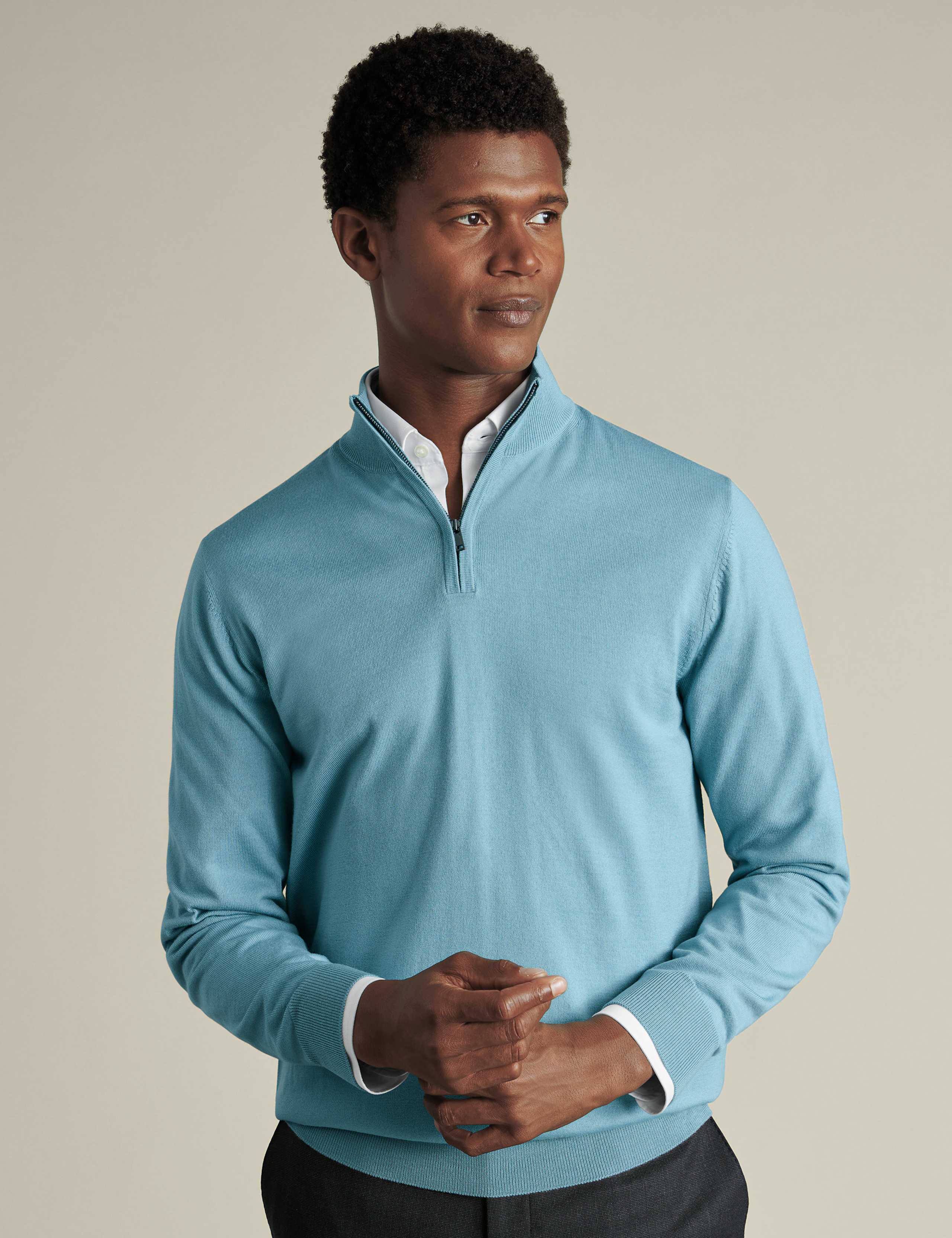 Pure Merino Wool Half Zip Jumper 1 of 5