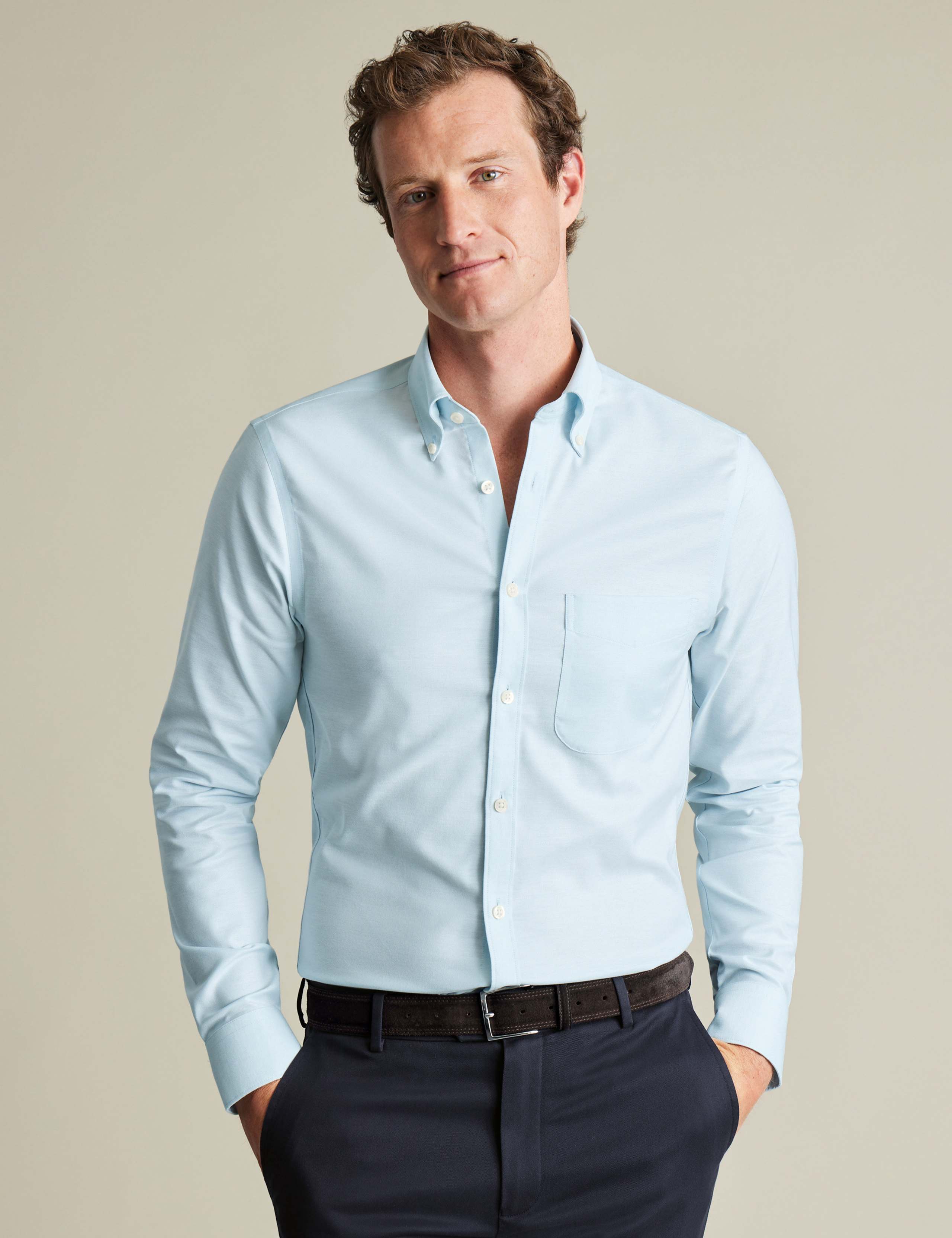 Slim Fit Cotton Rich Oxford Shirt 1 of 6