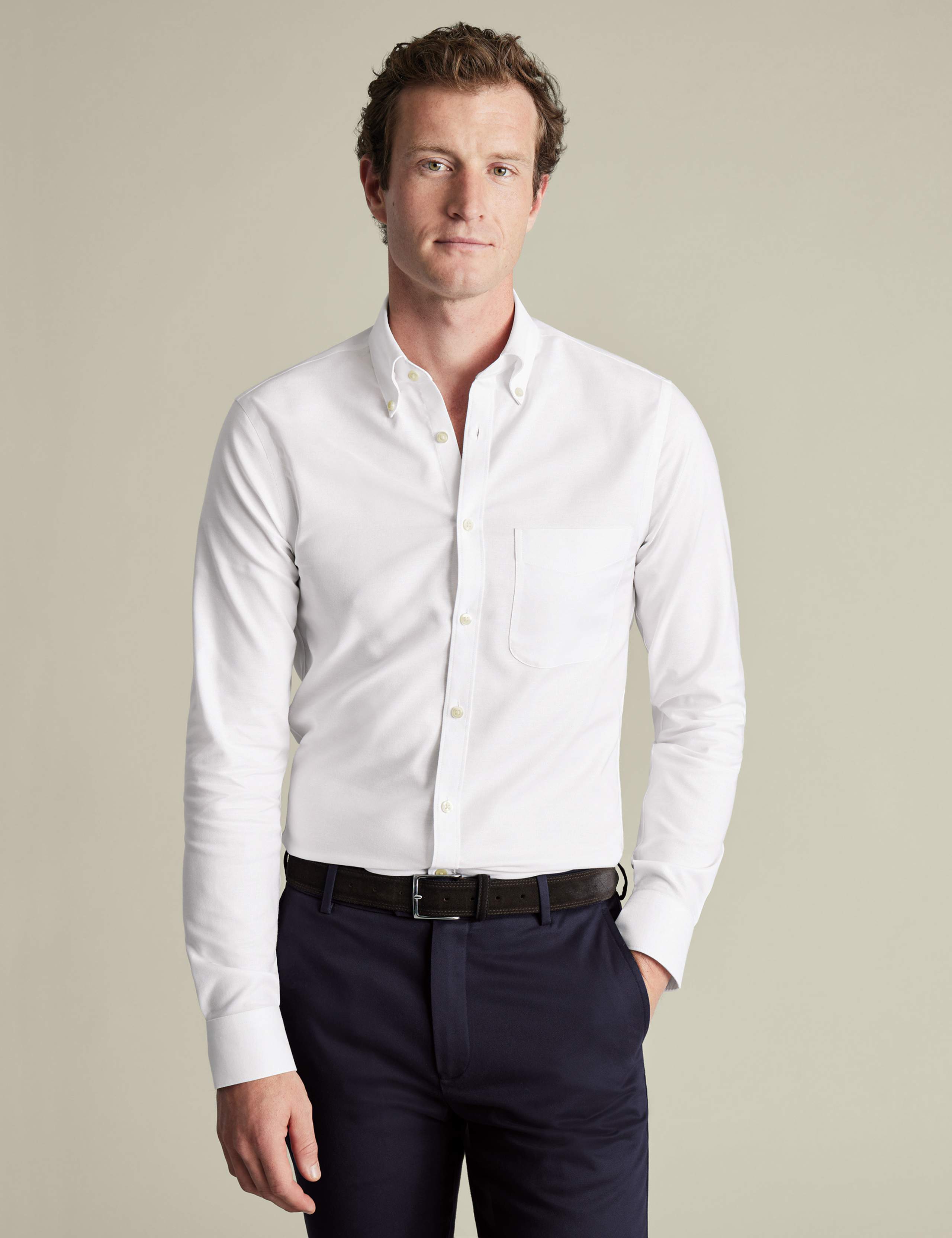 Slim Fit Cotton Rich Oxford Shirt 1 of 6