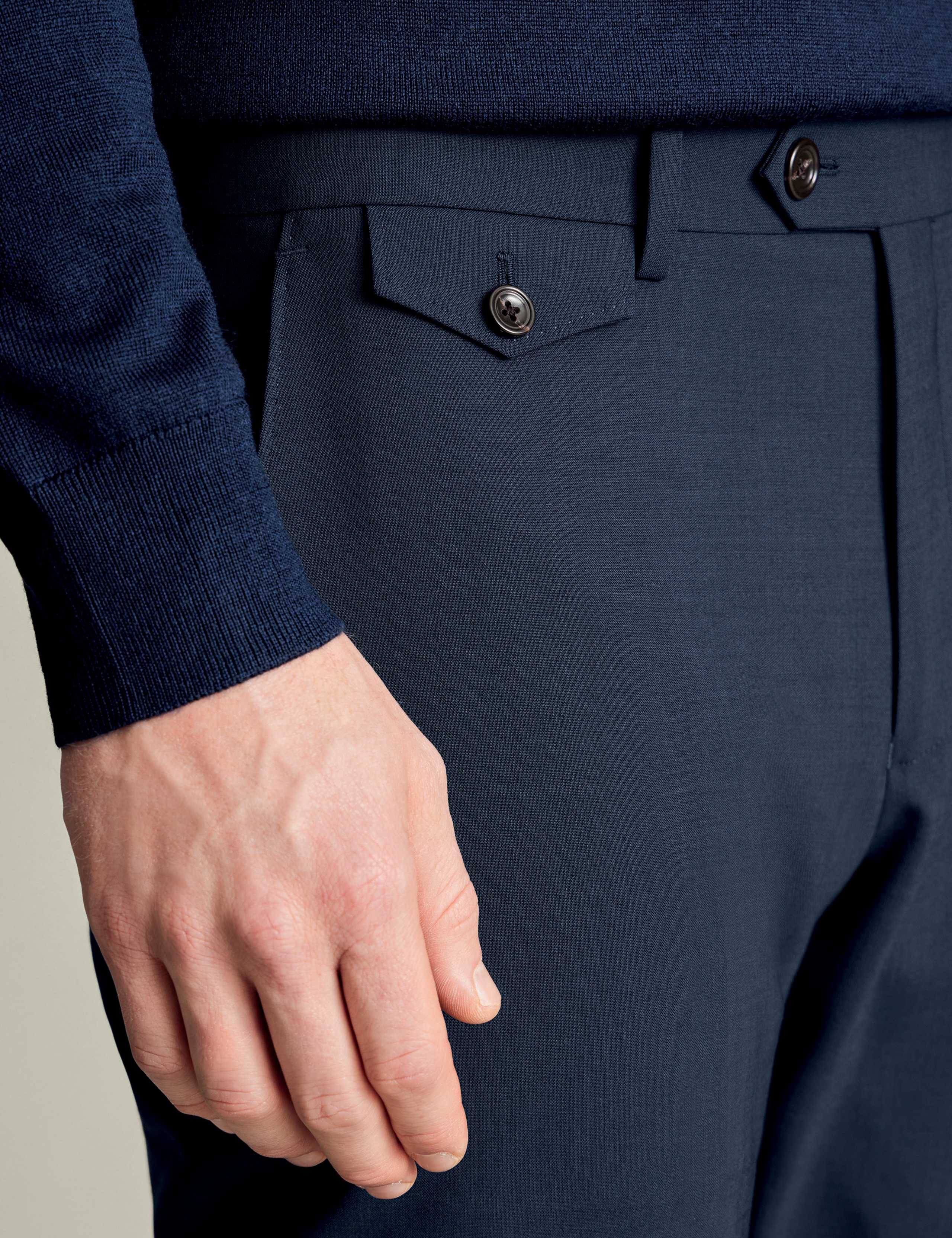 Regular Fit Wool Rich Stretch Suit Trousers 4 of 5