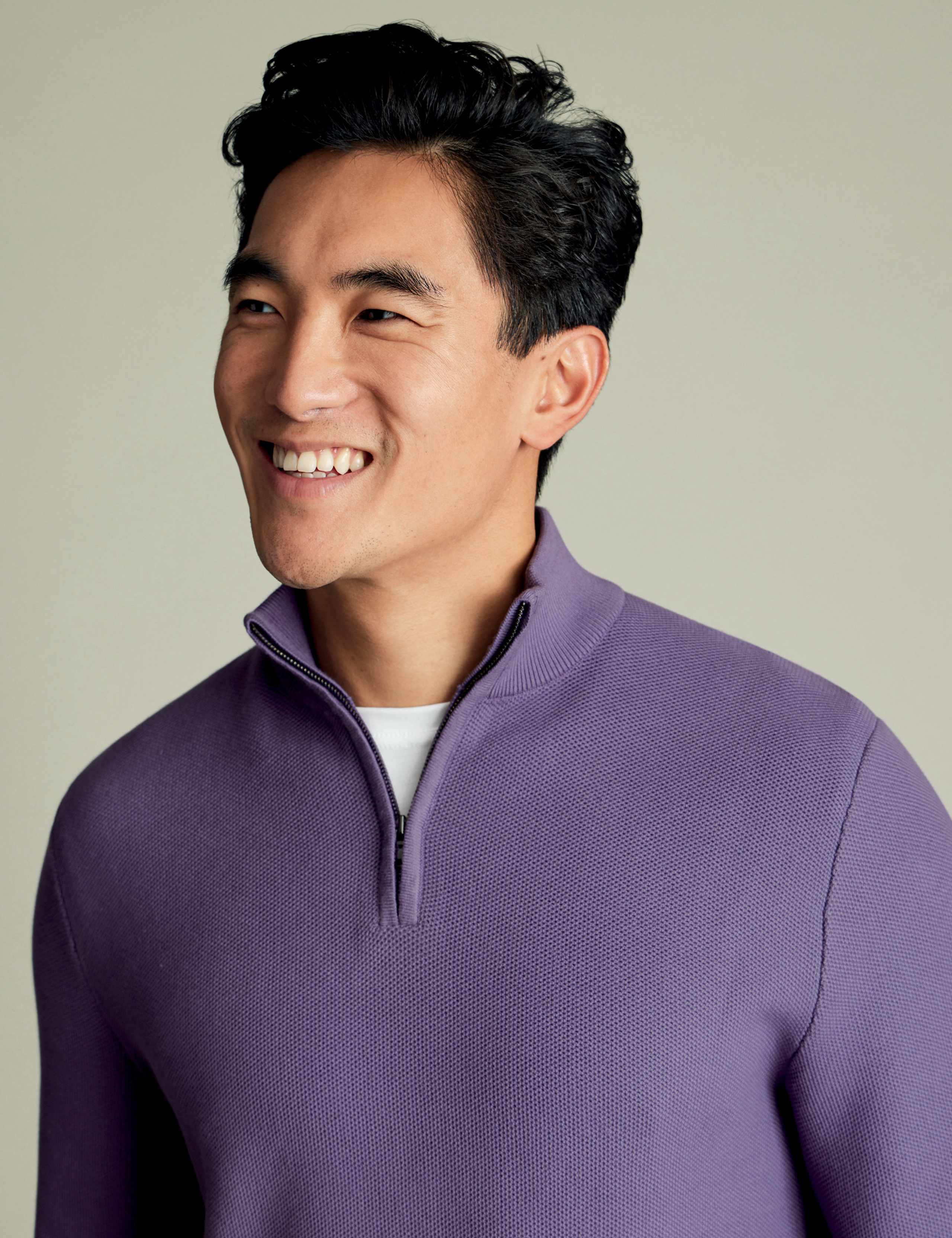 Pure Cotton Textured Half-Zip Jumper 3 of 5