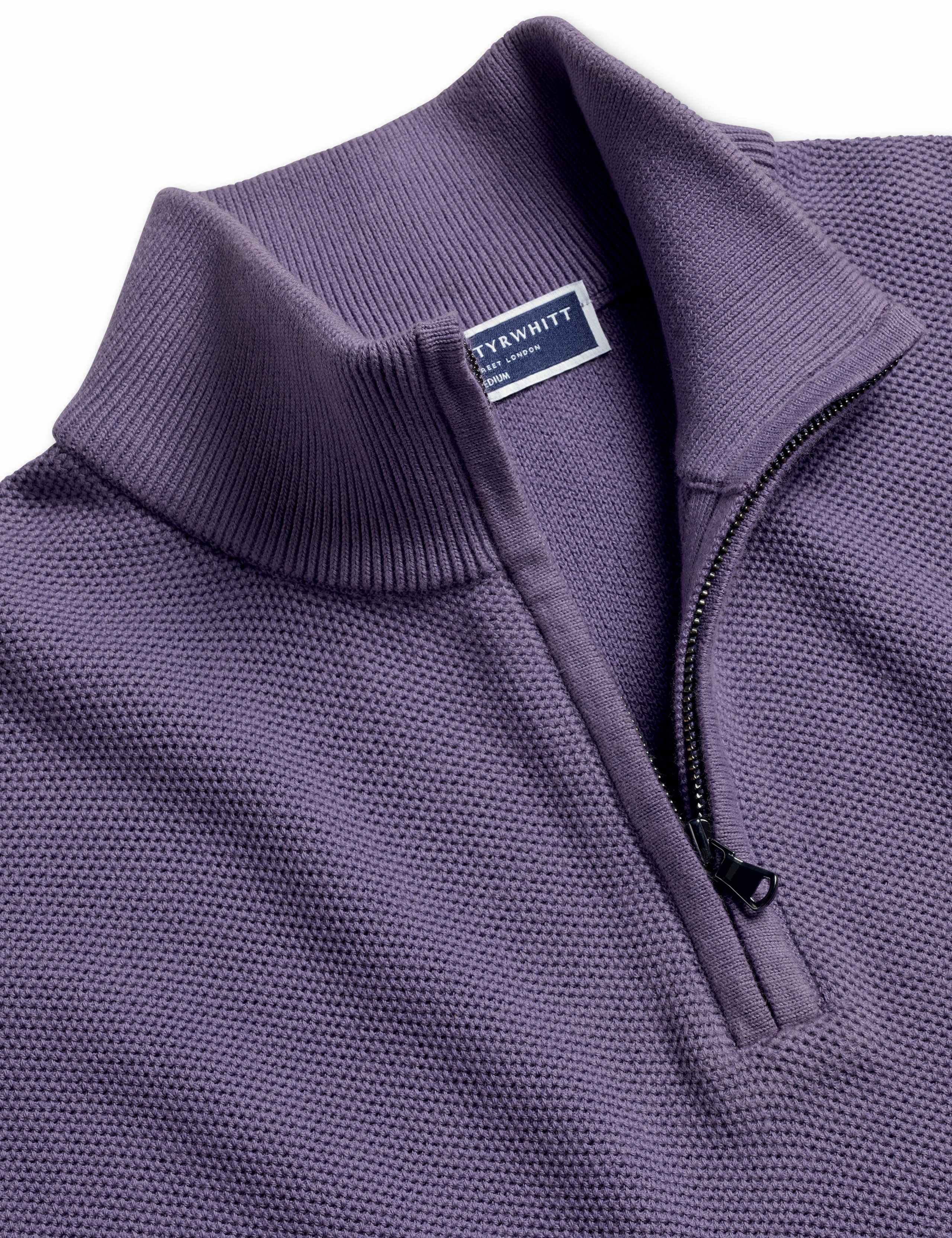 Pure Cotton Textured Half-Zip Jumper 4 of 5