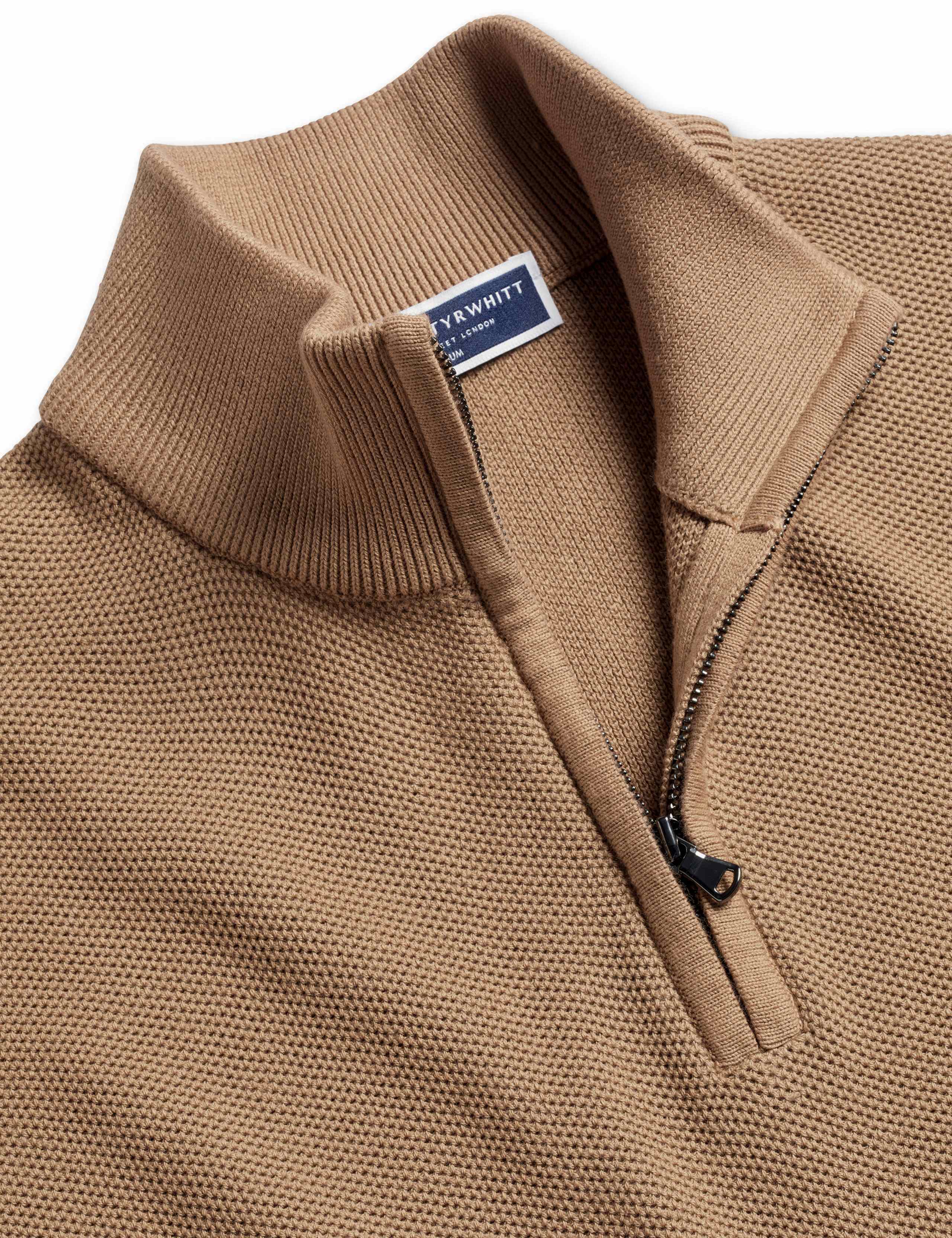 Pure Cotton Textured Half-Zip Jumper 4 of 5