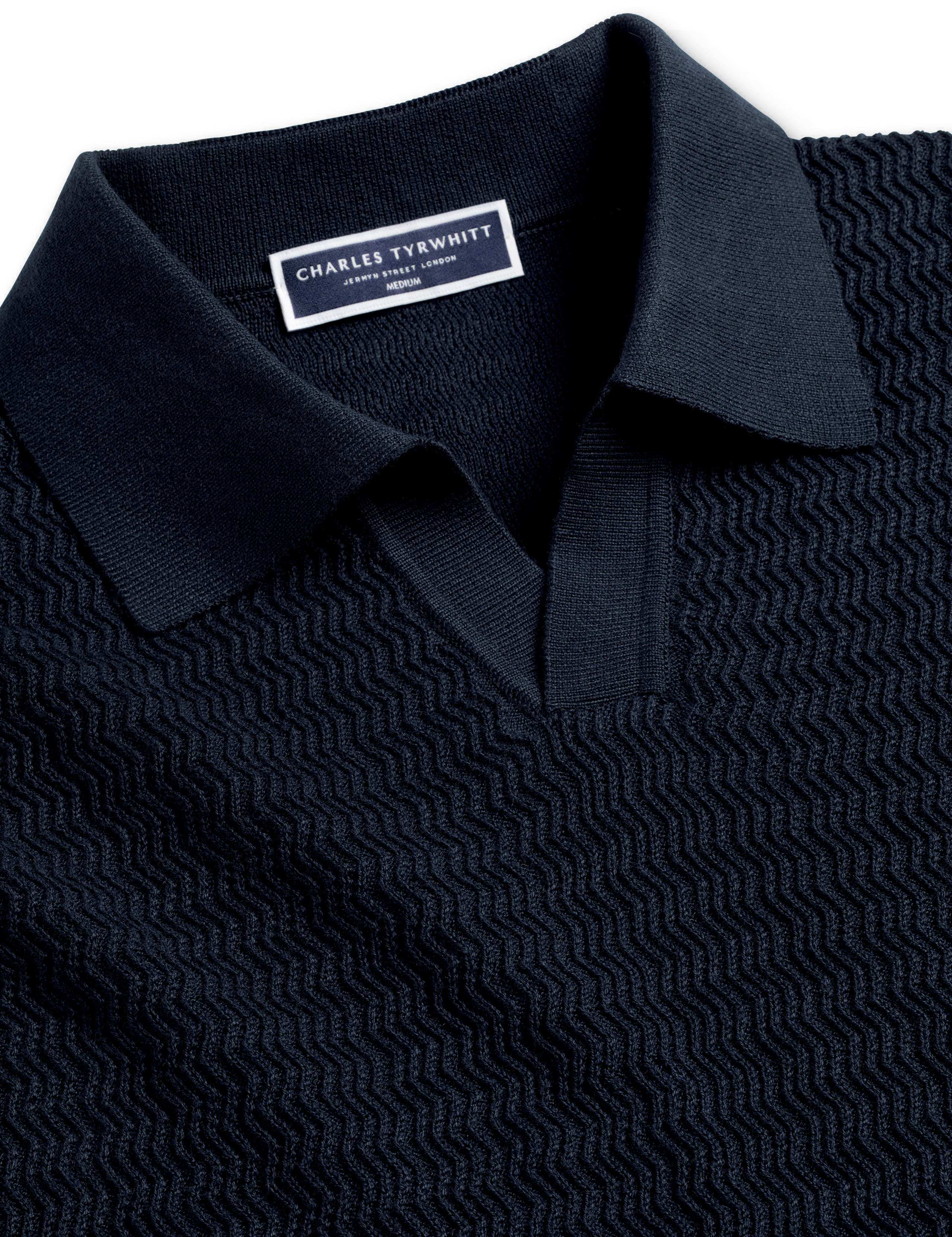 Pure Cotton Textured Knitted Polo Shirt 4 of 5