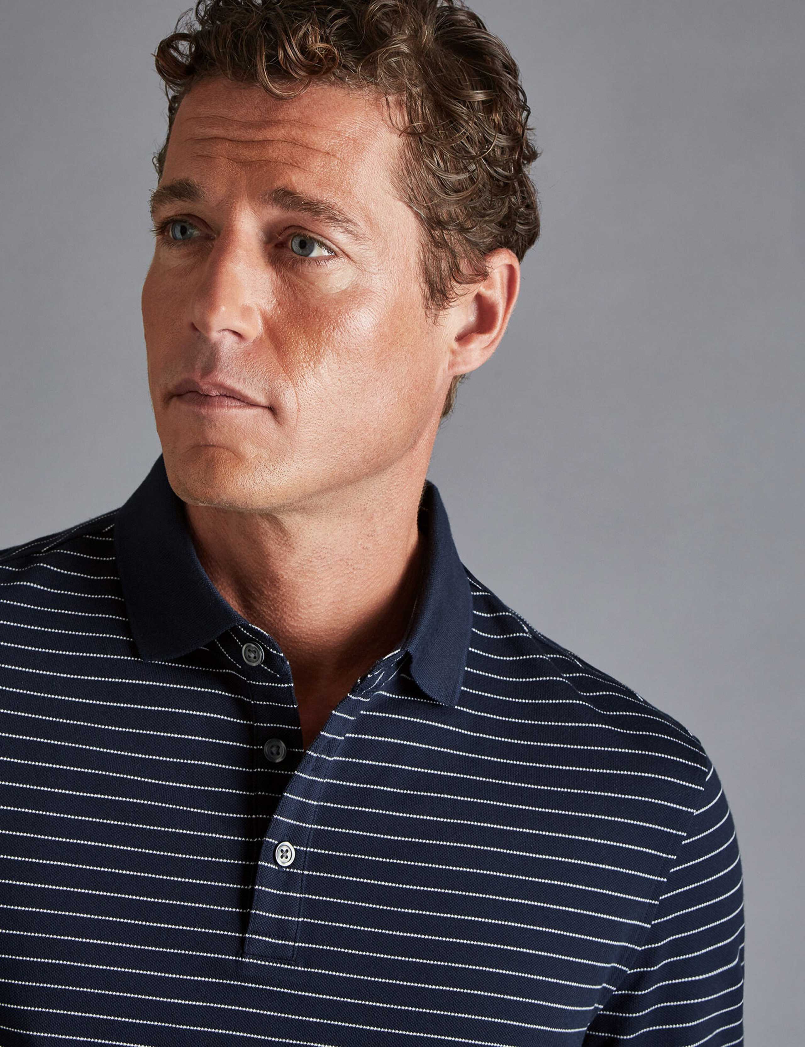 Cotton Rich Striped Pique Polo Shirt 3 of 4