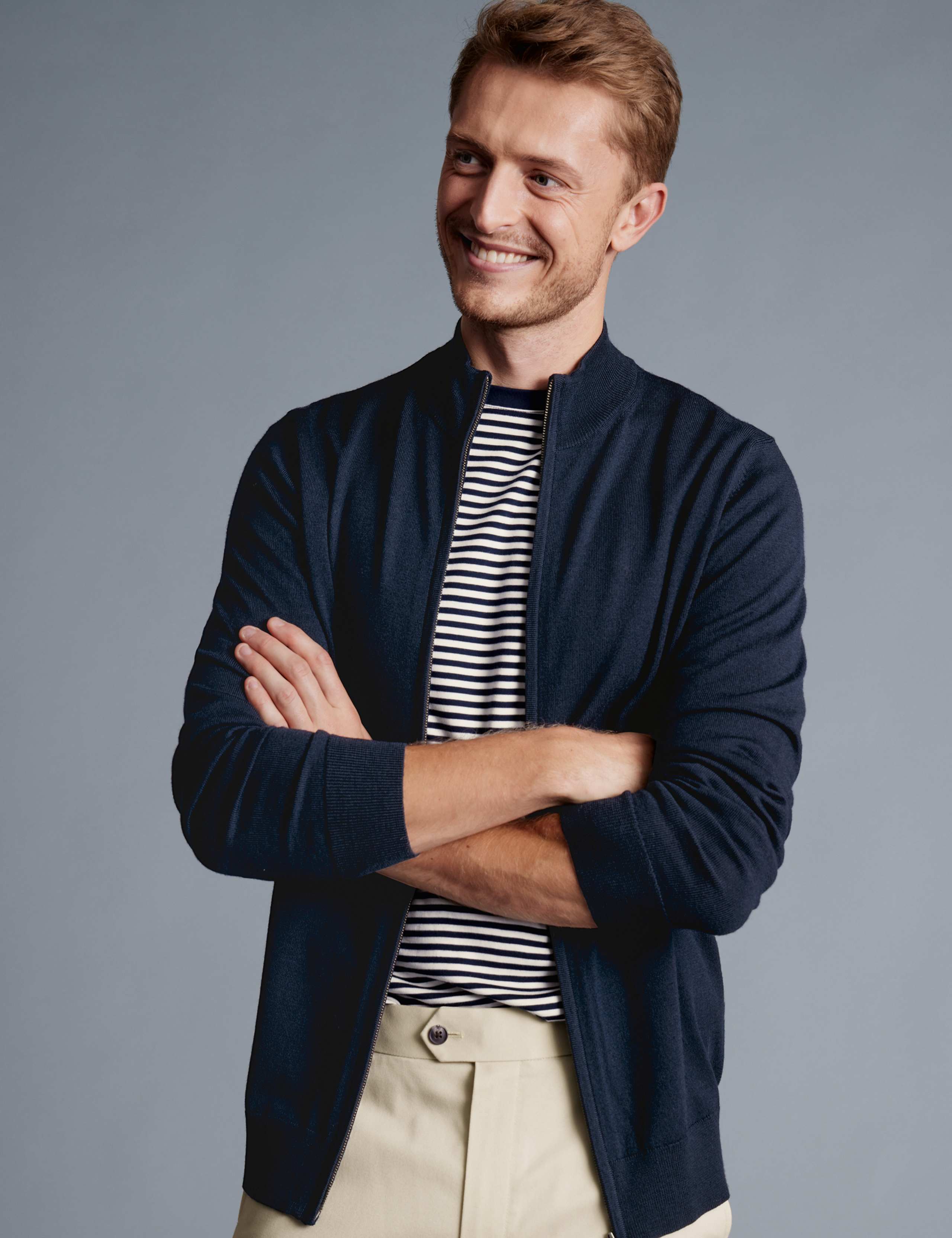 Pure Extra Fine Merino Wool Zip Up Cardigan 4 of 6