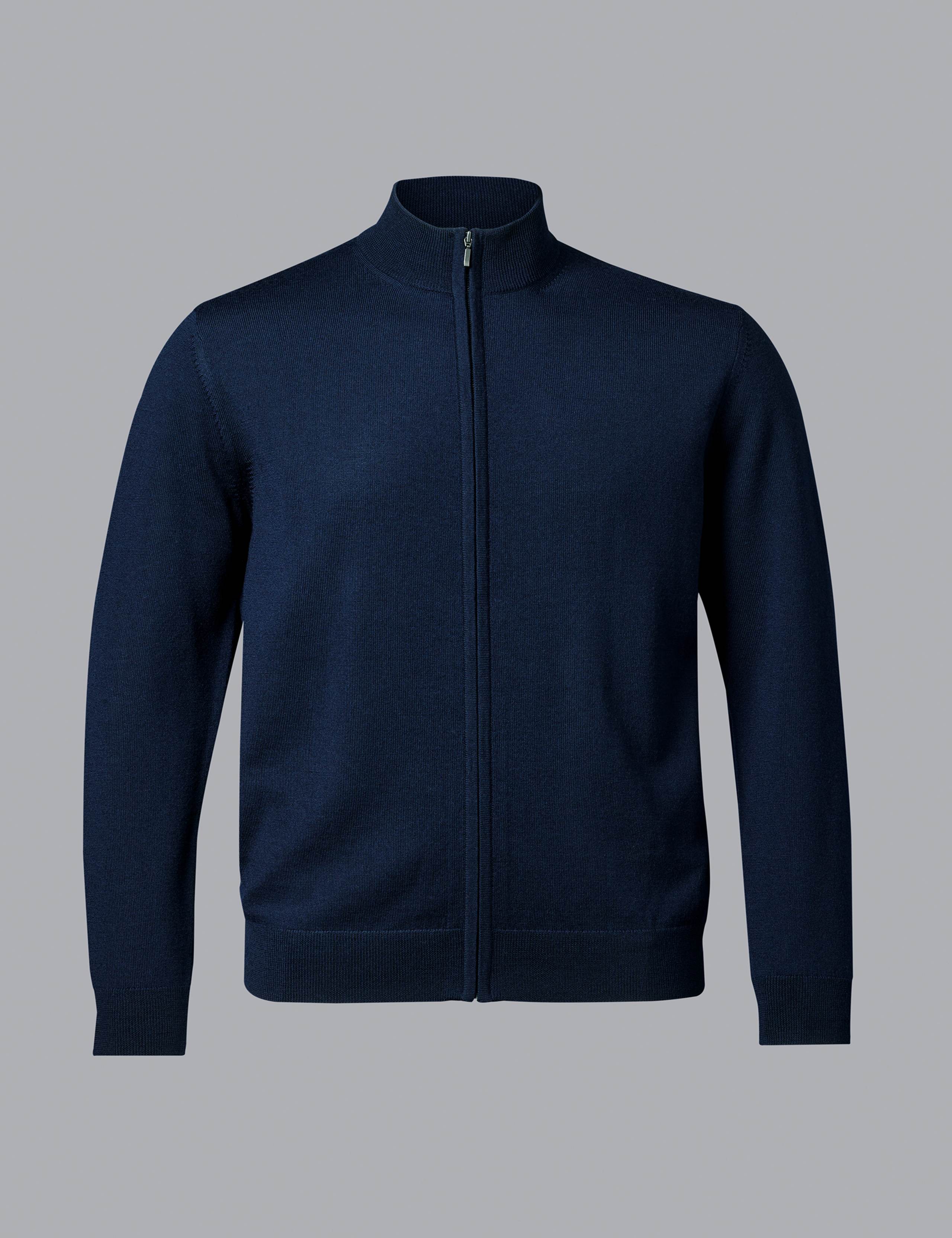 Pure Extra Fine Merino Wool Zip Up Cardigan 2 of 6