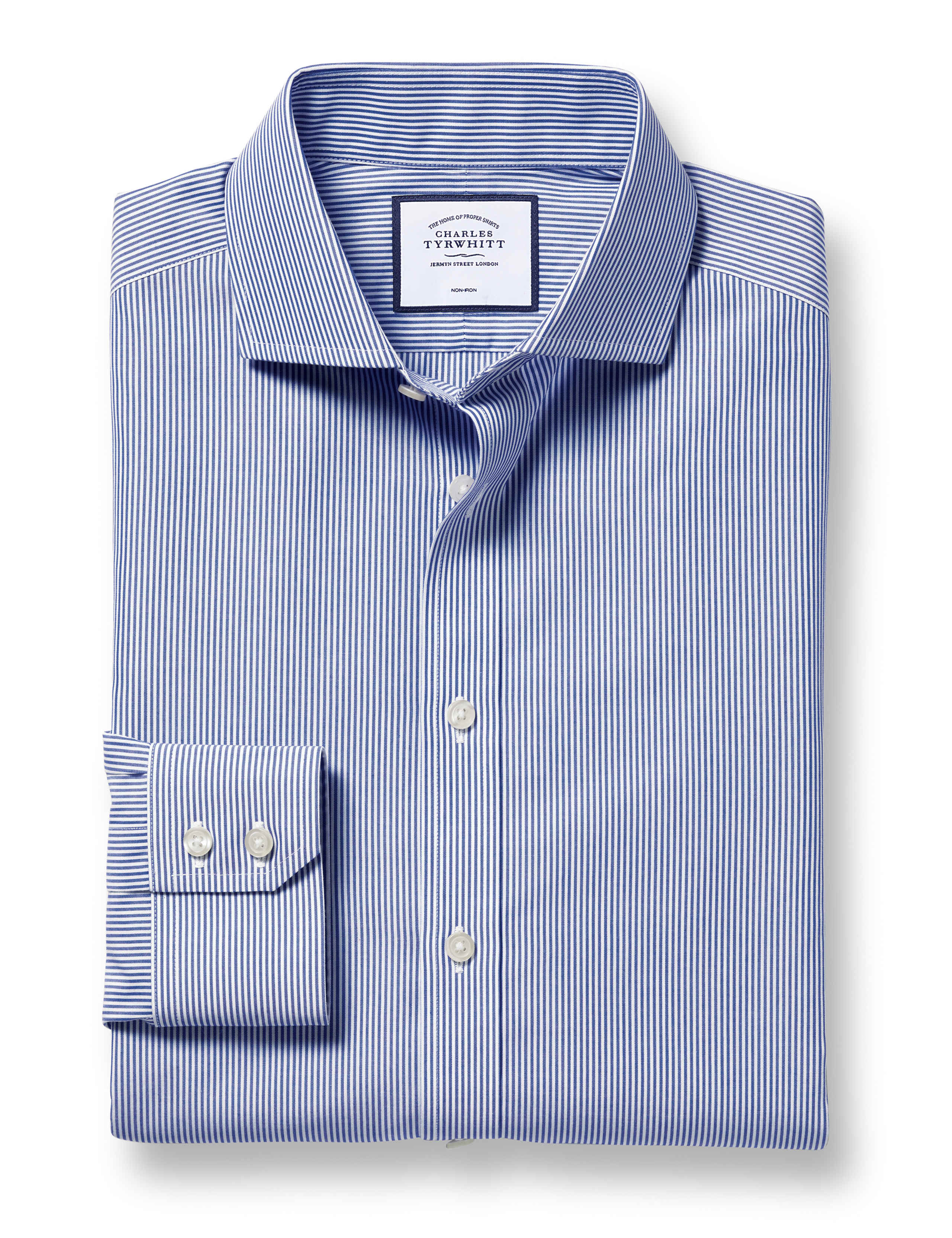 Slim Fit Non Iron Pure Cotton Striped Shirt 2 of 5