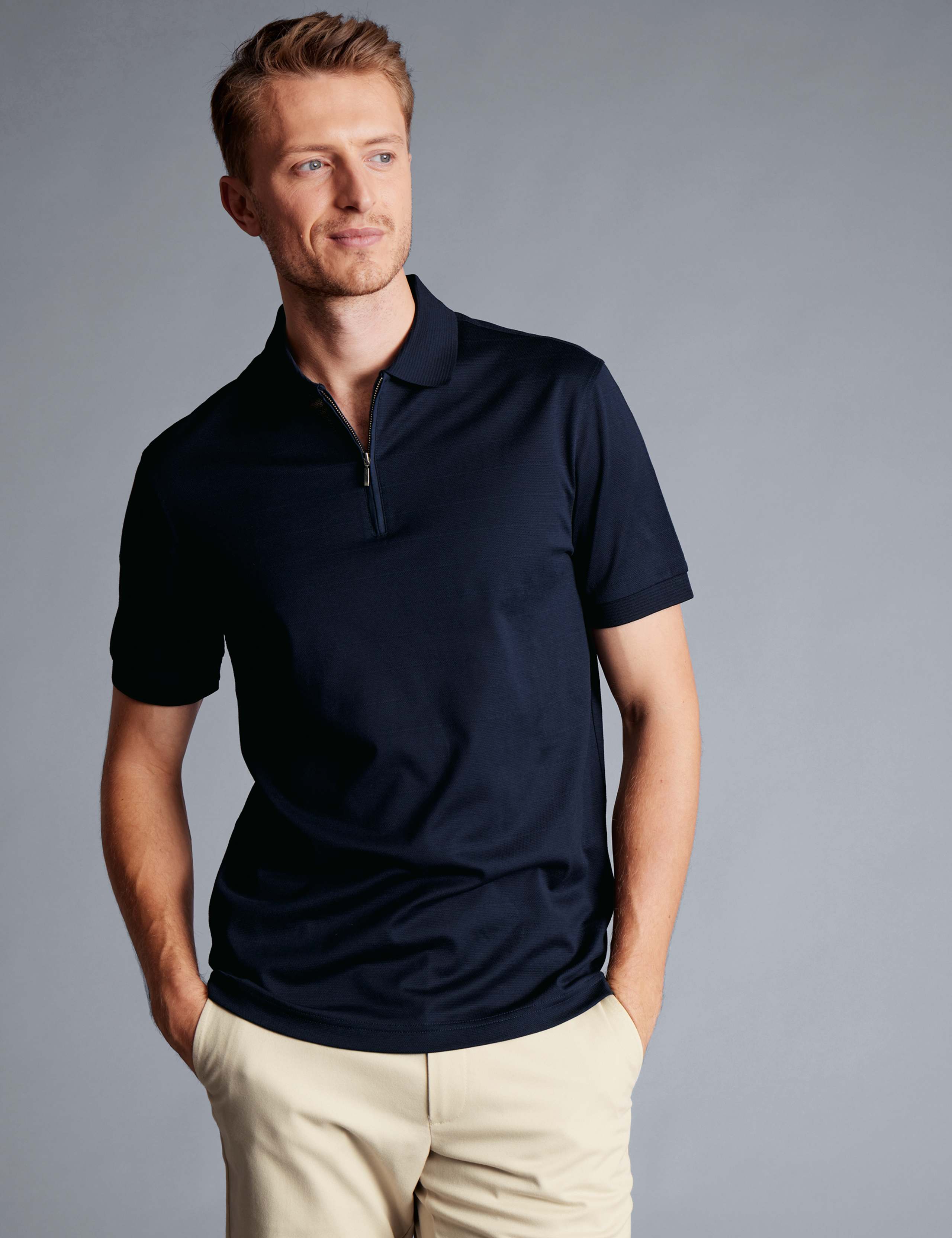 Pure Cotton Half Zip Polo Shirt 1 of 5